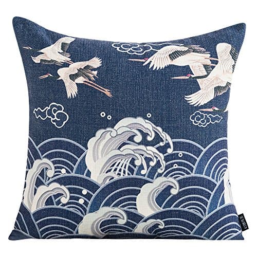 MR FANTASY Throw Pillow Cover Case Japanese Ukiyoe Cushion Cover for Couch Sofa Home Decor, Square Pillow Shell 18''x18'', Christmas
