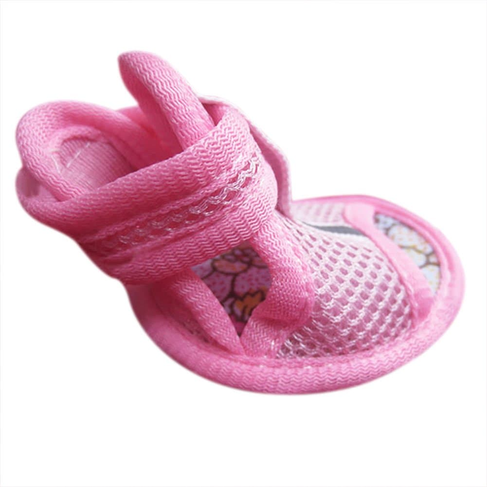 YIMEIMEI 4PCS Dogs Shoes Small Pet Summer Mesh Sandals Boots Pink S