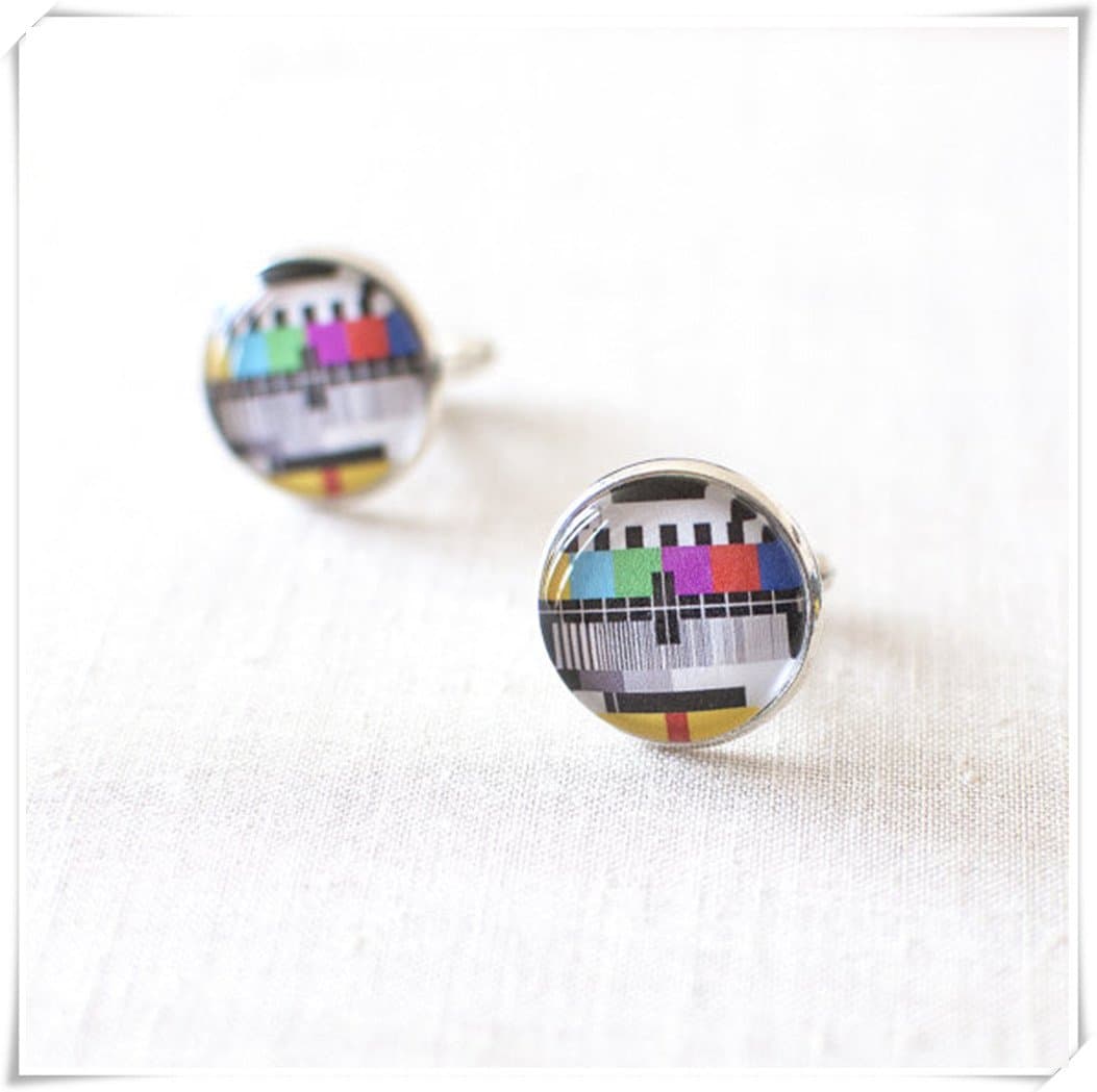 Monoscope Cufflinks Screen Test Cuff Links. TV Test Pattern Cufflinks.