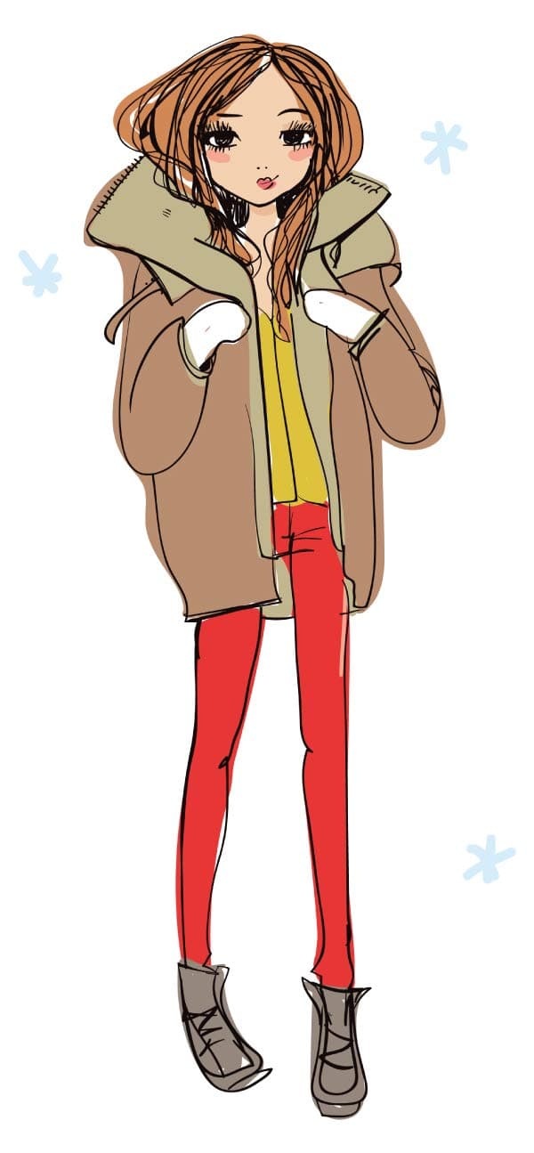 dekodino® Wall Sticker Fashion Girl with Winter Jacket Wall Decoration