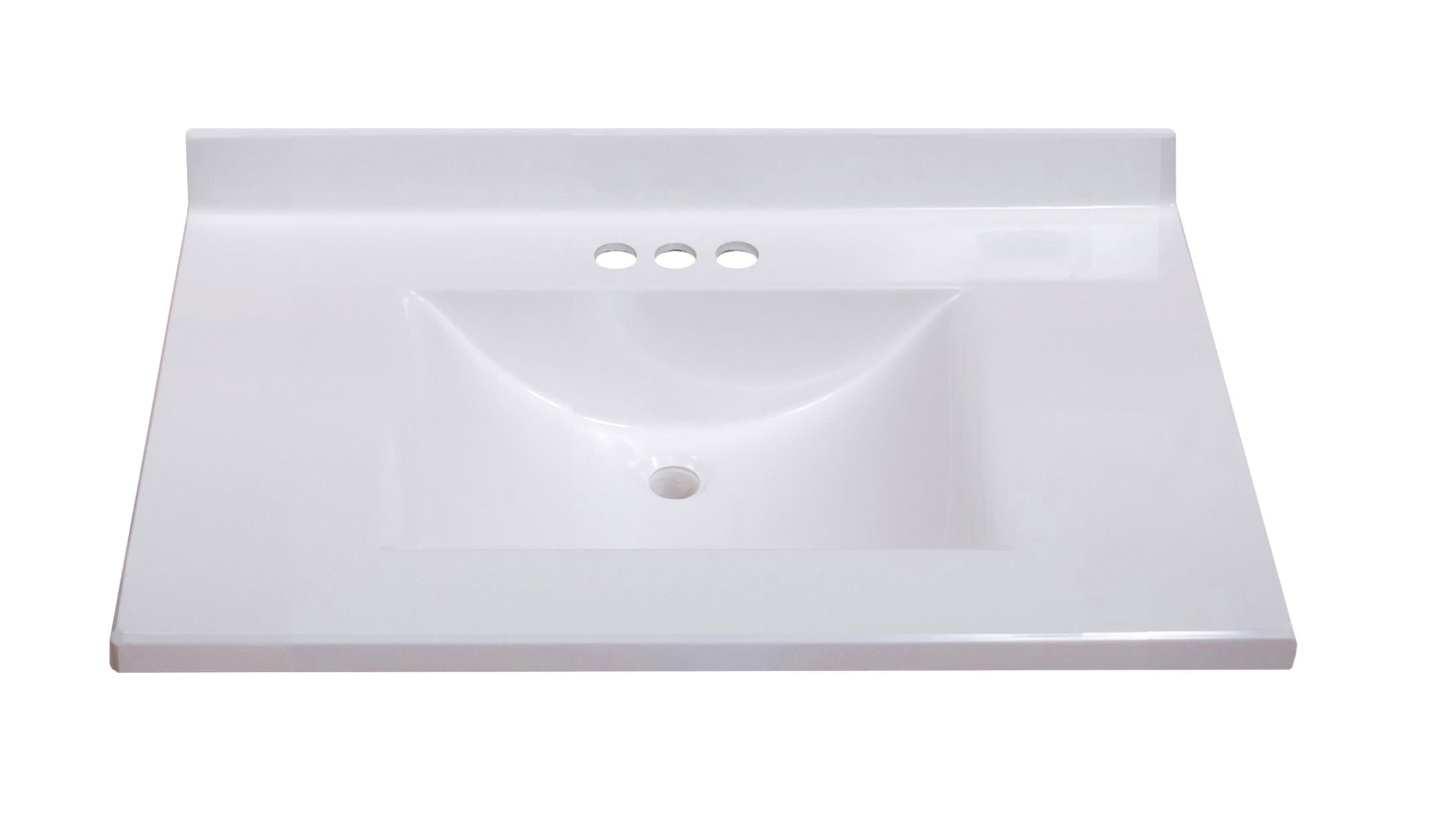 Imperial FW3122SPW Center Wave Bowl Bathroom Vanity Top, Solid White Gloss Finish, 31-Inch Wide by 22-Inch Deep