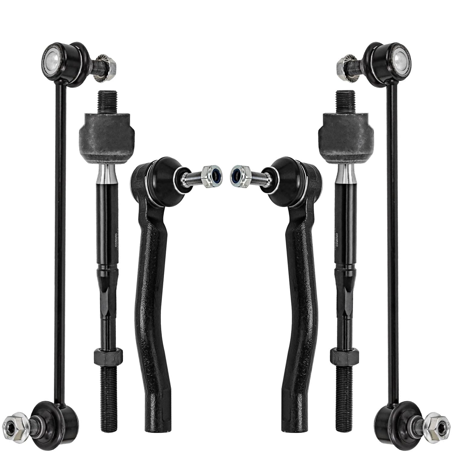 Front Inner & Outer Tie Rod Ends + Sway Bar End Links Replacement for Nissan Sentra NV200 Chevrolet City Express - 6pc Set