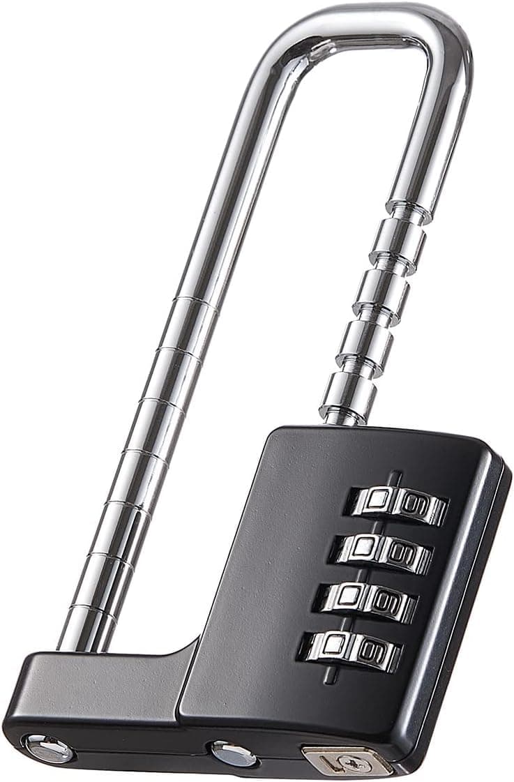 Rubik Combination Padlock, 4-Digits Adjustable Long Shackle Lock for School, Gym, Toolbox, Closet, Wardrobe, Gate, Bicycle, Cabinet, Door Handles (1 Pack, Black)