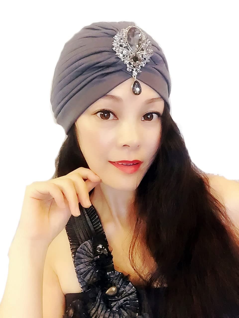 Grey Gemstone Turban,Women Turban,Full Turban,Turban,Turban Hat,Stretch Turban,Fashion Turban,Head Wrap,Head Scarf,Headband,Fashion,Gift,Show,Party,Holiday