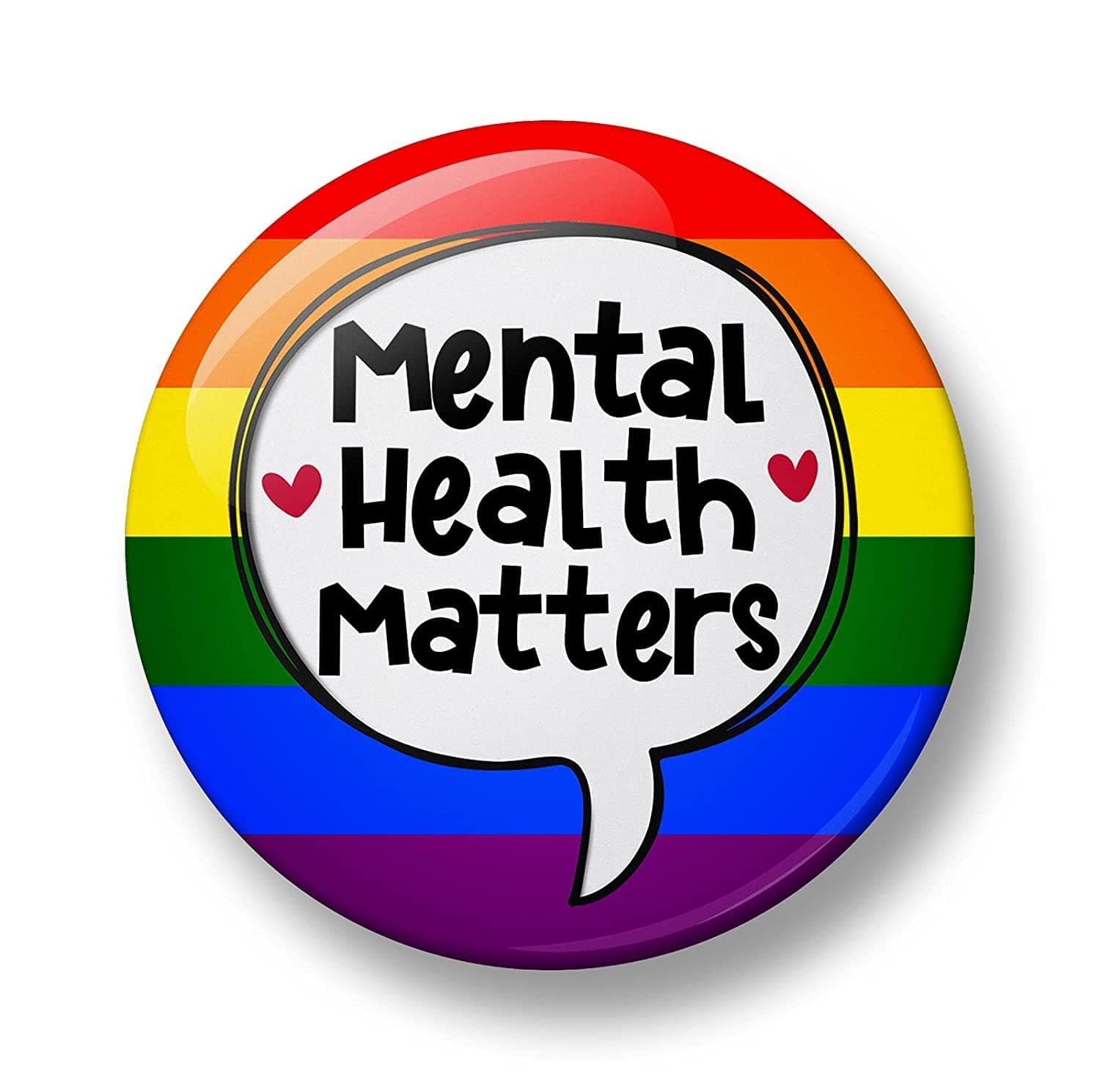 Mental Health Matters Pin Badge, 32mm, Awareness Badges, Self Care, Mental Wellness Button Badge, Autism Badge (Rainbow)