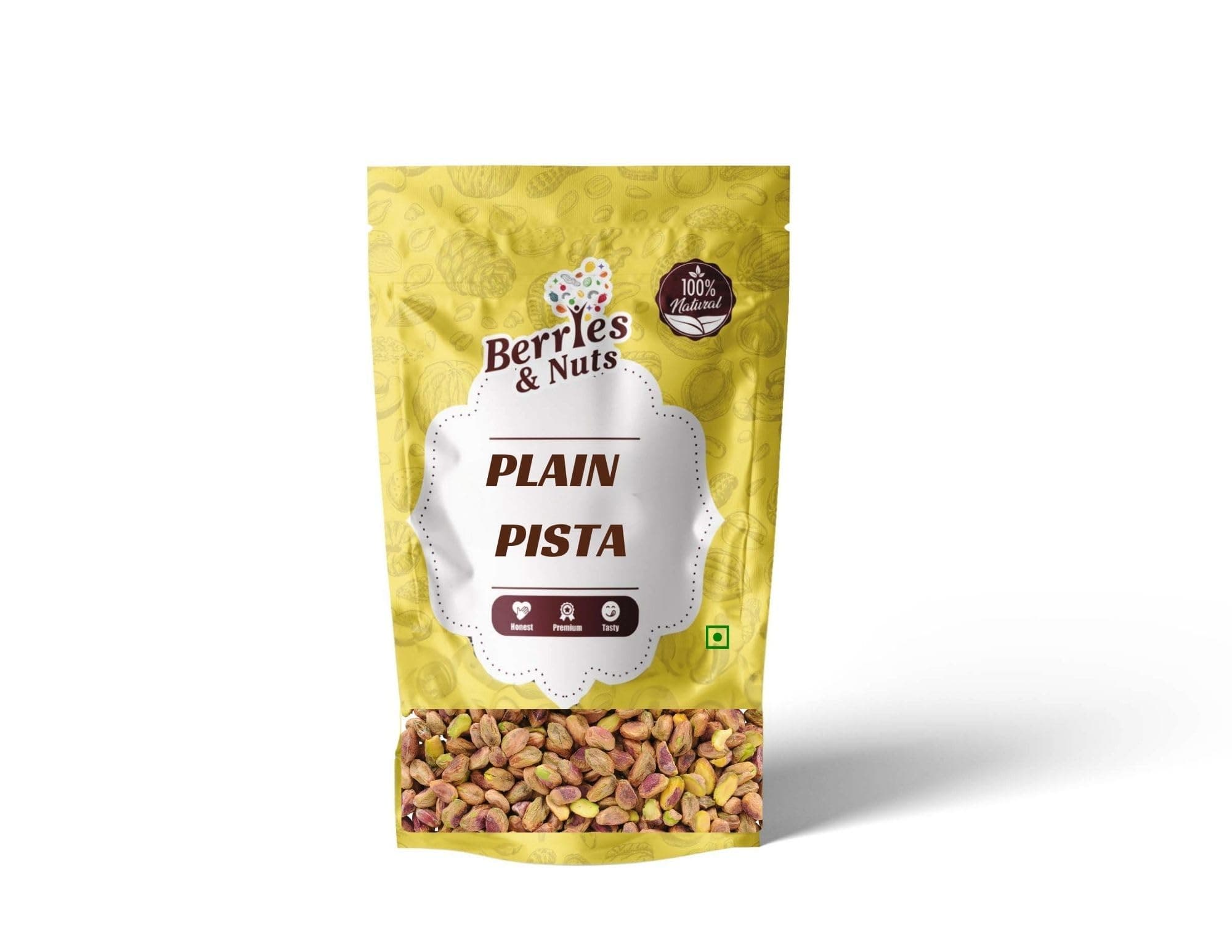 Berries And Nuts Premium Plain Pista Unsalted Without Shell | Irani Plain Pista Without Salt | 1 Kg, Dry Fruit
