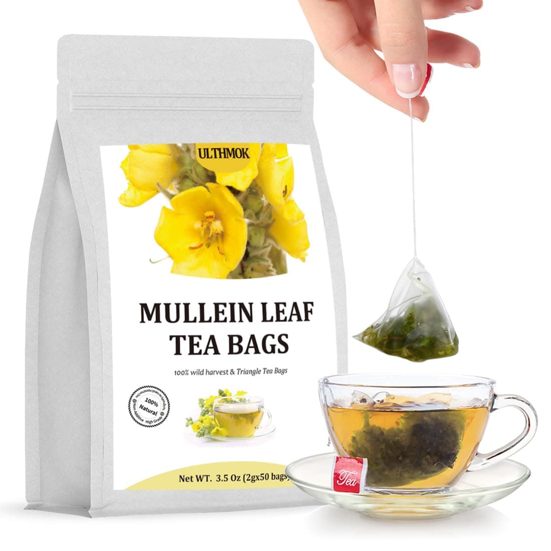Premium 50 Mullein Leaf Tea Bags. Made with 100% Pure Mullein Leaves