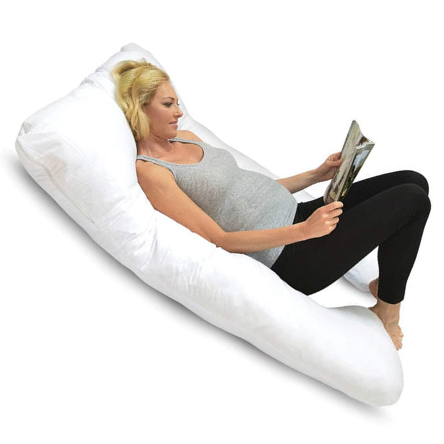 Adam Home Premium Hollowfibre Maternity Pillow Cushion Nursing Women Pregnancy Cuddle Sleeping Maternity Pillow For Sleeping Pregnant Women Zootzi Pillow Back Knee Leg Full Body Support 12FT With Case