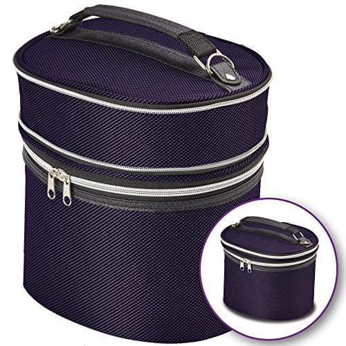 Wig Travel Carrying Case - Lightweight and Portable Travelling Box - Zipper Top, Double Stitching - by Adolfo Design