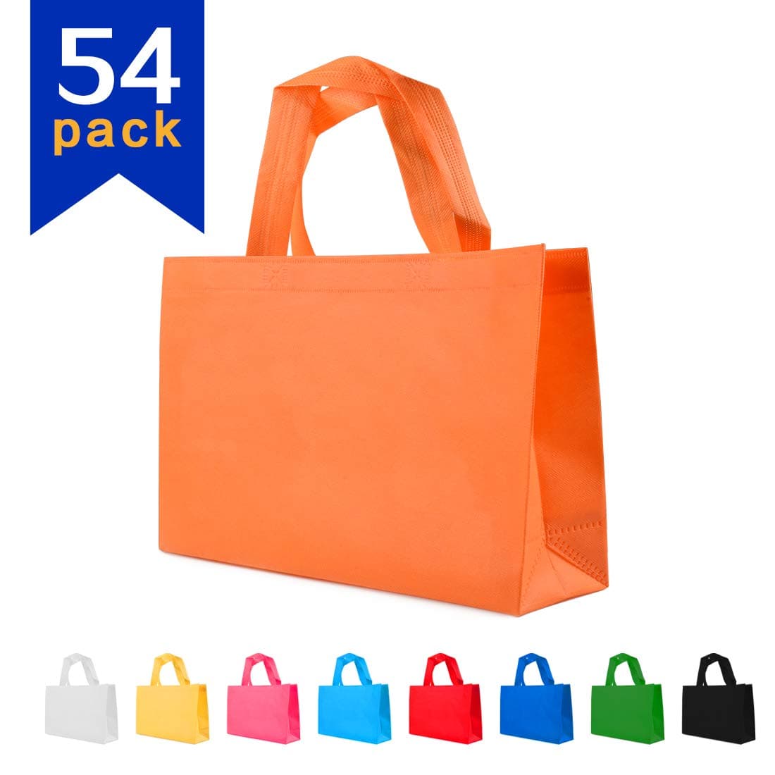 Party Favor Bags, 54 Pcs Non Woven Party Gift Bags with Handles, 10 x13 Inch, 9 Colors