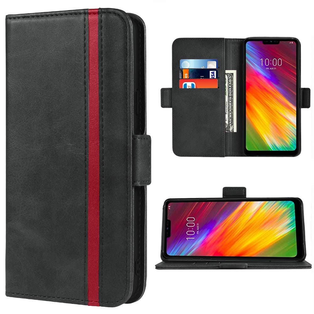 Phone Case for LG Q7/Plus Wallet Leather Cases Folio Flip Cover Credit Card Holder Stand Kickstand Cell Accessories Purse 7Q+ Q7+ Q 7 + Q7α Alpha LG7Q+ Q7Plus LGQ7 LGQ7Plus Women Girls Men Cases Black