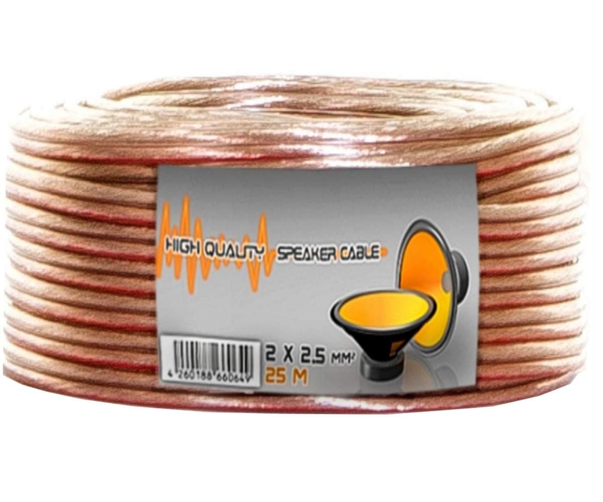 25 meters 2 x 2.5 mm² Speaker Cable Transparent Audio Cable