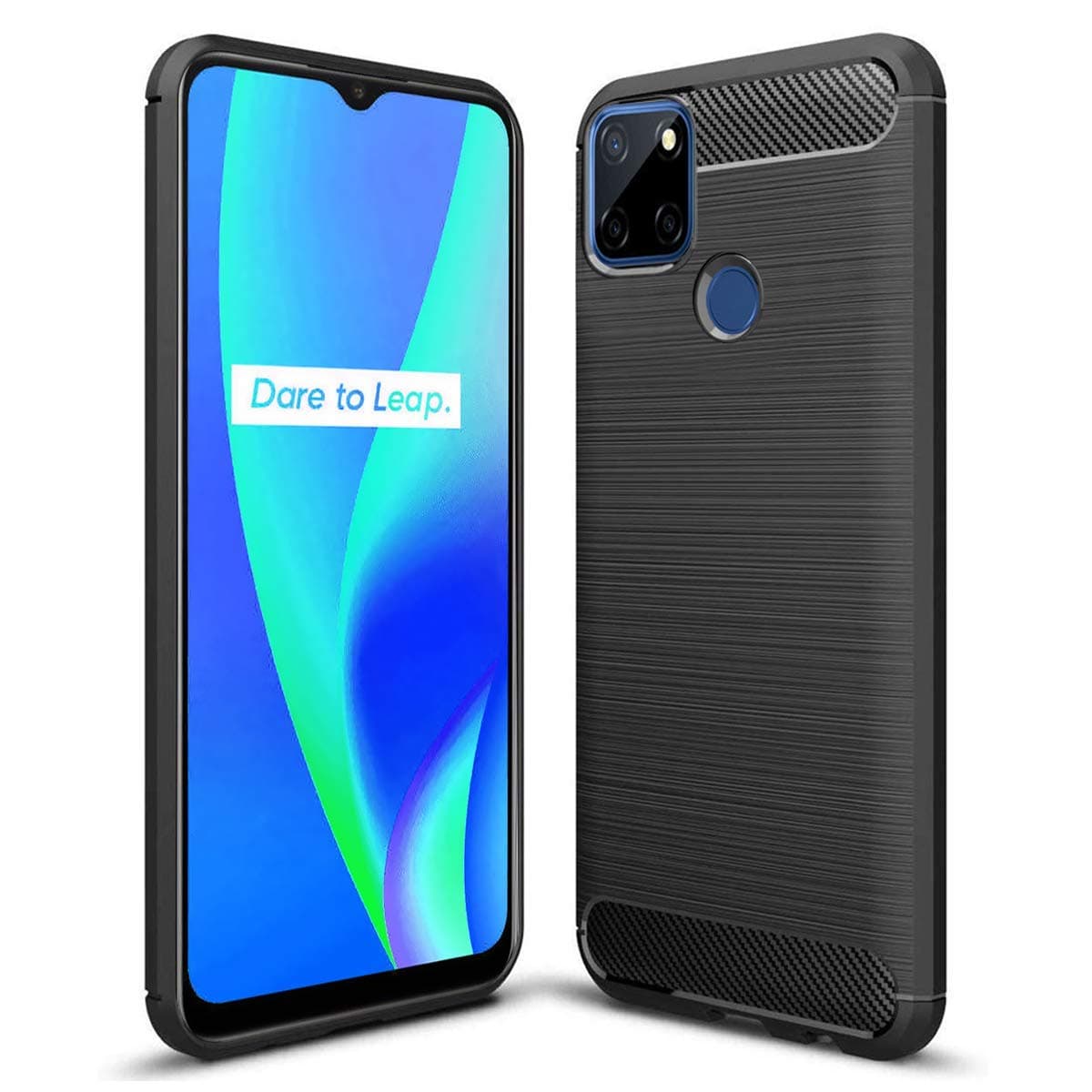 JGD PRODUCTS for Realme Narzo 30A / Realme Narzo 20/ Realme C12 Carbon Fibre Armor Drop Tested Shock Proof TPU Back Case Cover