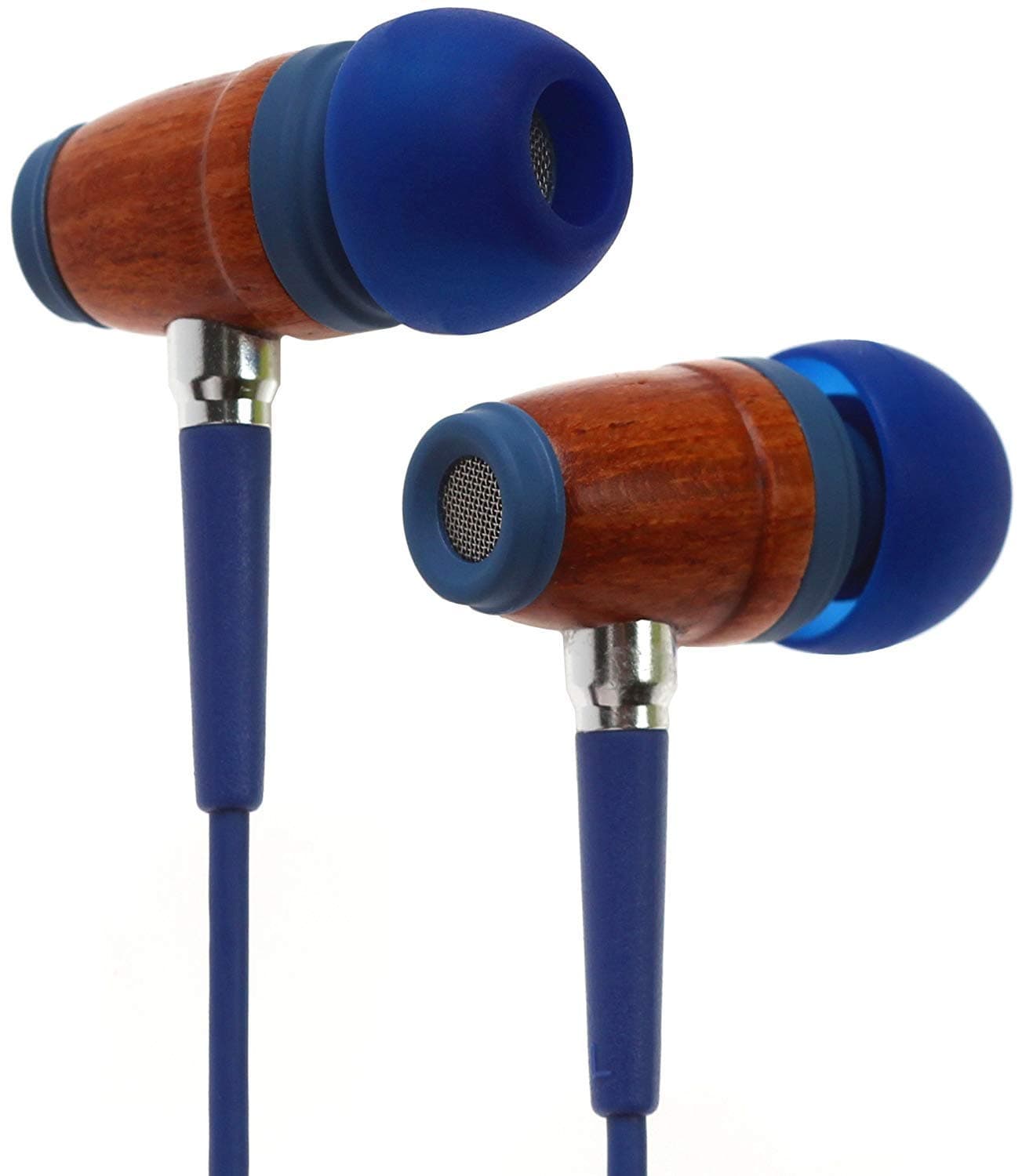 Symphonized Kids Volume Limited Premium Wood in-Ear Noise-isolating Headphones, Earbuds, Earphones with Mic (Bubble Blue)