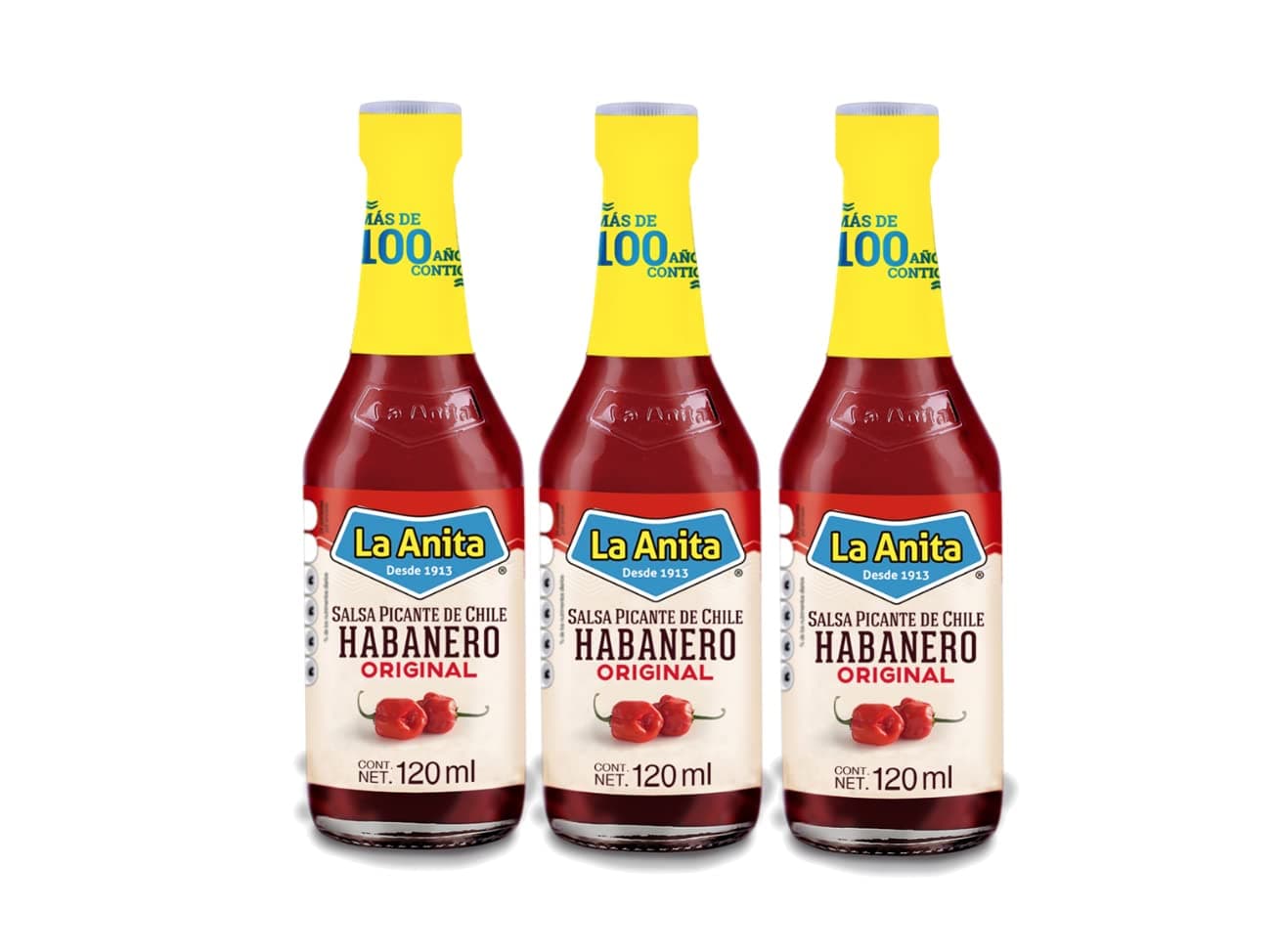 La Anita Sauce Habanero Red Hot - 120ml (Pack of 3)