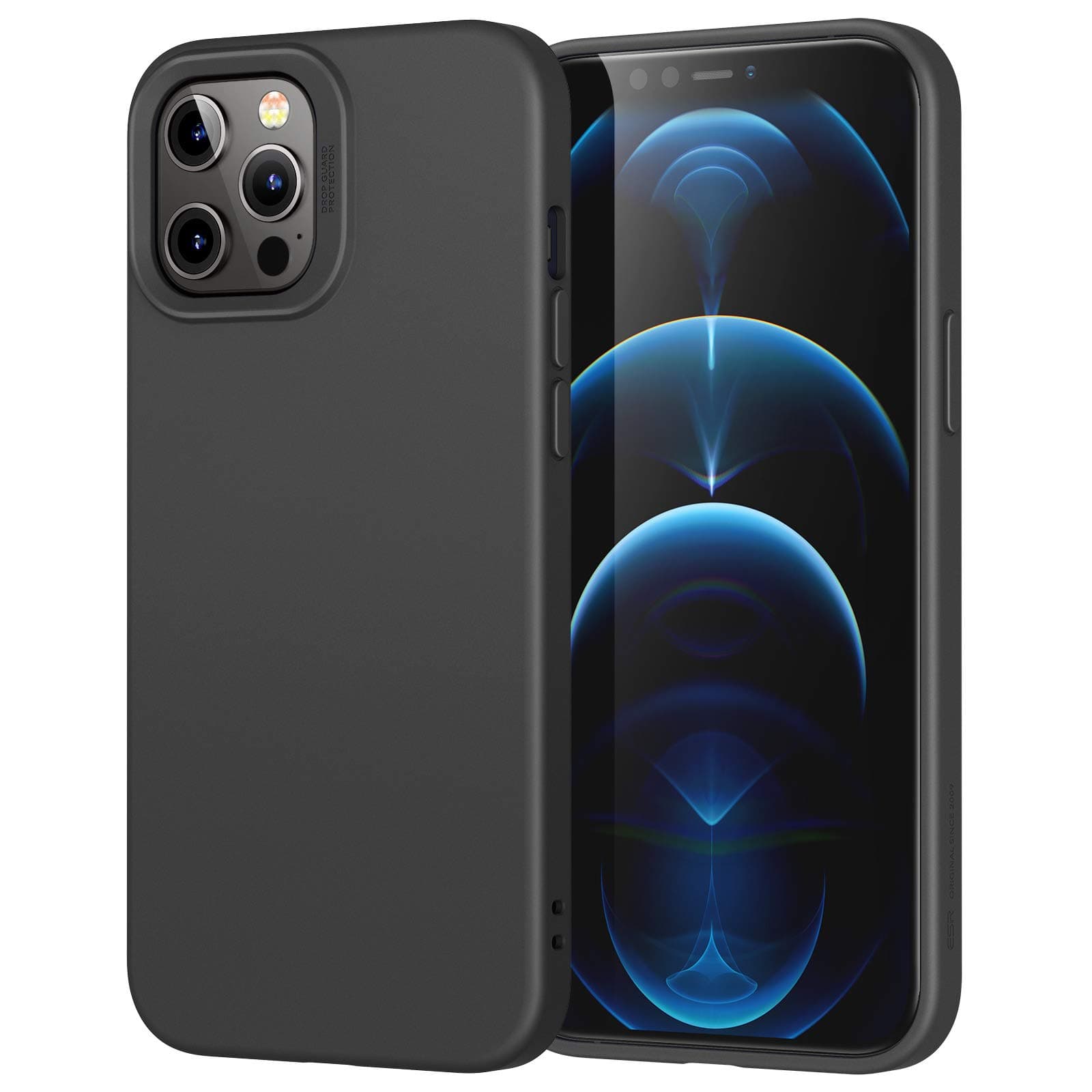 ESR Cloud Series Case Compatible with iPhone 12 Pro Max 6.7-Inch [Silicone Rubber Case] [Comfortable Grip] [Screen and Camera Protection] [Soft Lining] [Shock-Absorbing] - Black