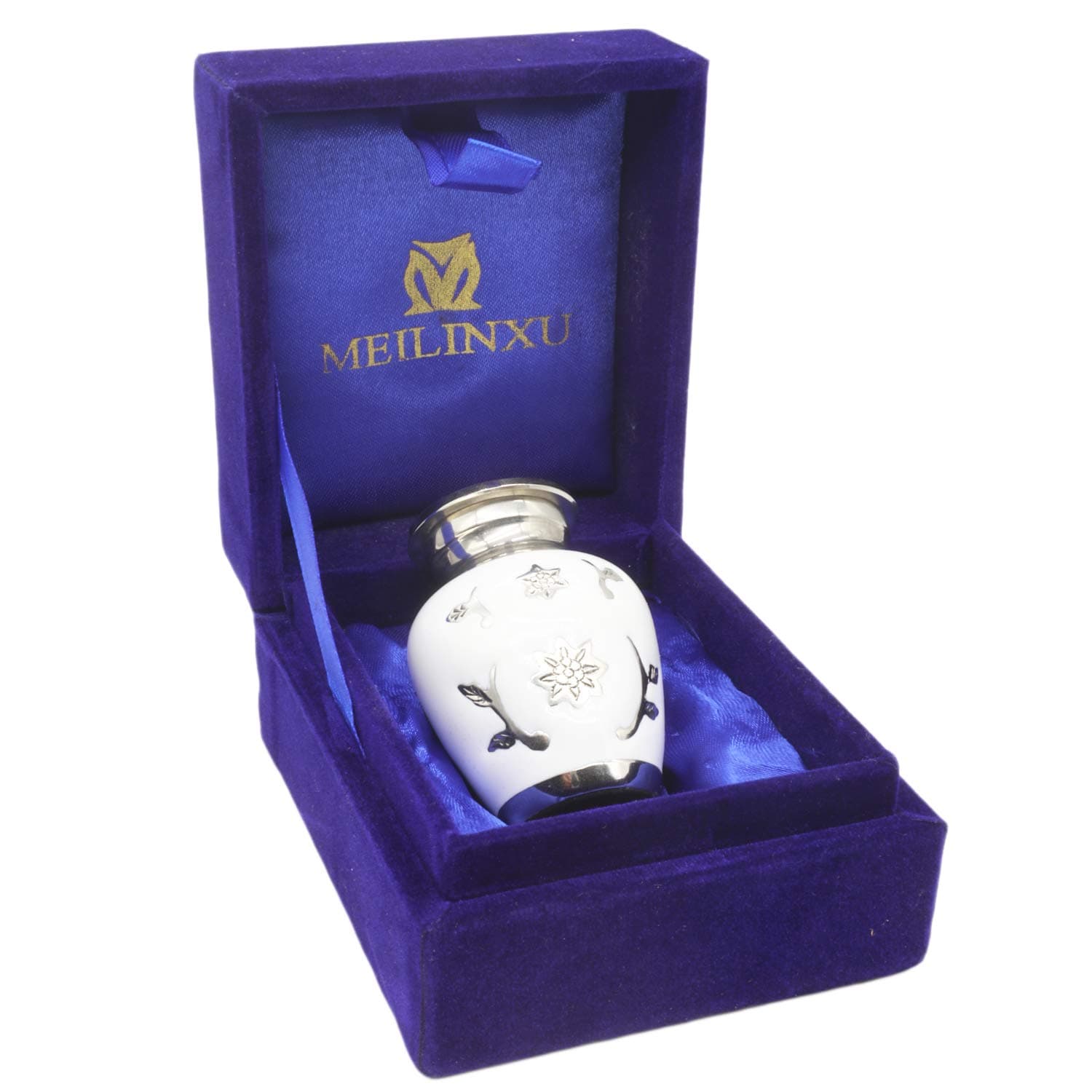 Small Urns for Ashes, Mini Funeral Cremation Urn for Human Ashes - Hand Engraved -Fits a Small Amount of Cremated Remains - Display Burial at Home or Office ( Rose Bram White, Miniature Keepsake Urns