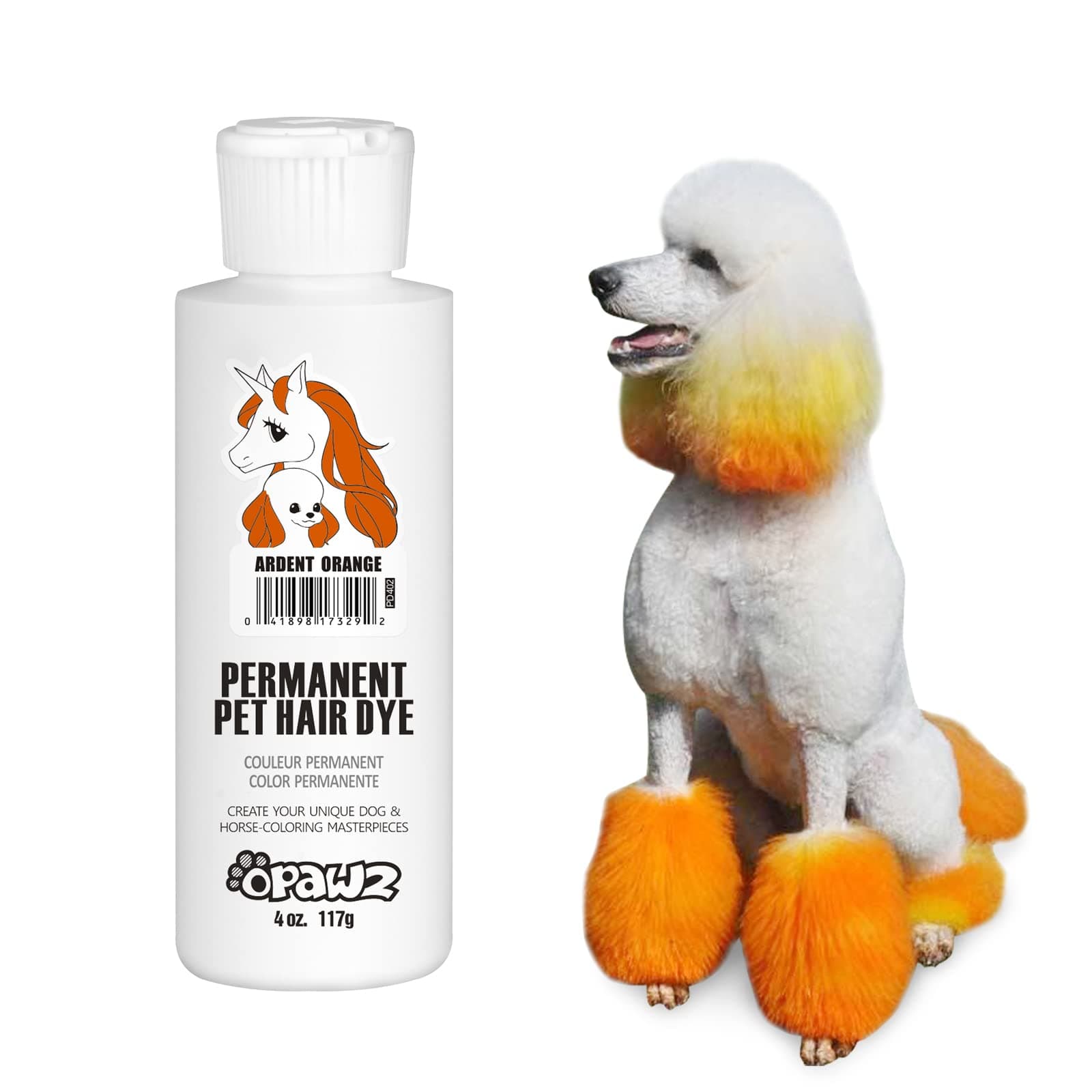 Permanent Dog Hair Dye, Pet Hair Dye Safely Used by Grooming Salons for a Decade, Pet Safe Dye Lasts Over 20 Washes, Bright Color for Dogs and Horses (Ardent Orange)