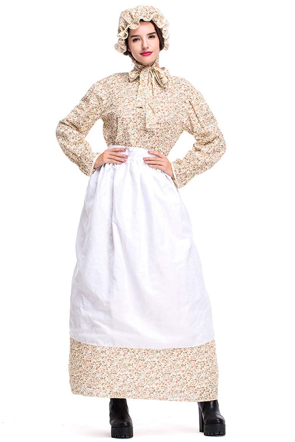 SAMCOS Pioneer Dress Colonial Period Costume Farm Rural Cosplay Grandma Wolf Parent Child Costume Sets for Women Girls