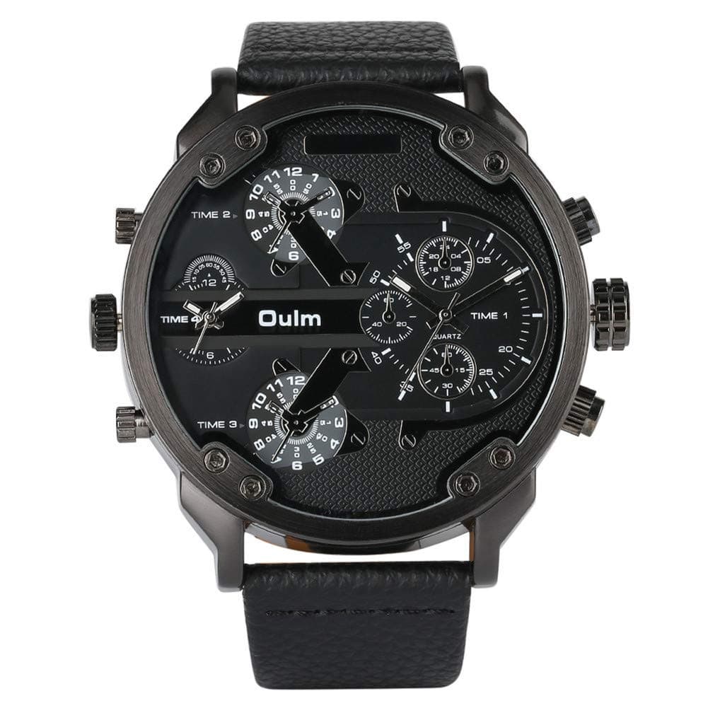 Men Military Big Dial Watch, Genuine Leather Band, Pilot Army Man Wrist Watches