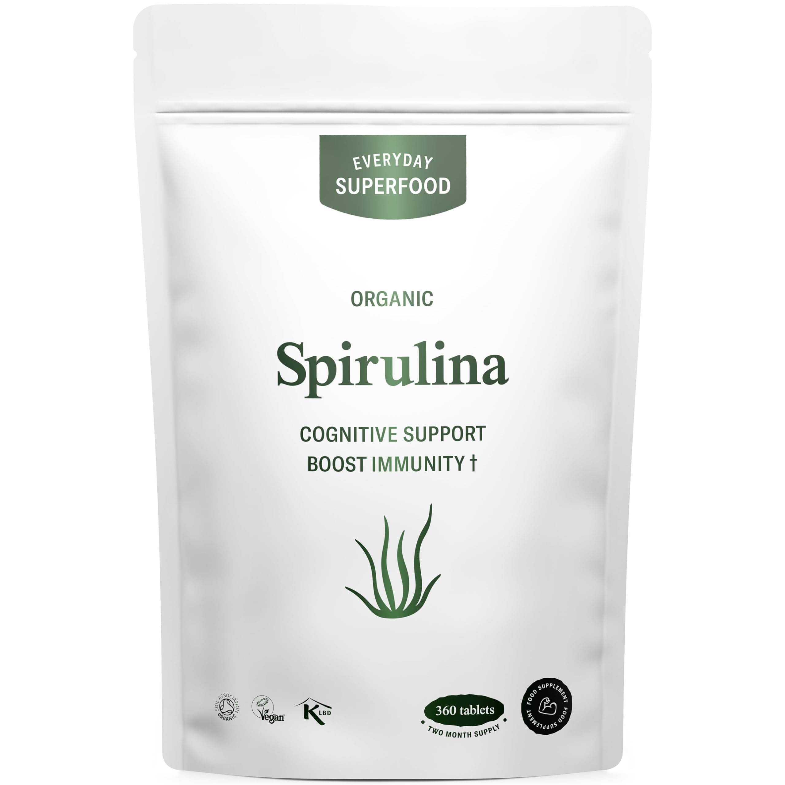 Organic Spirulina Tablets (360 Tablets) Raw Cold Pressed Spirulina Algae Certified Vegan & Kosher
