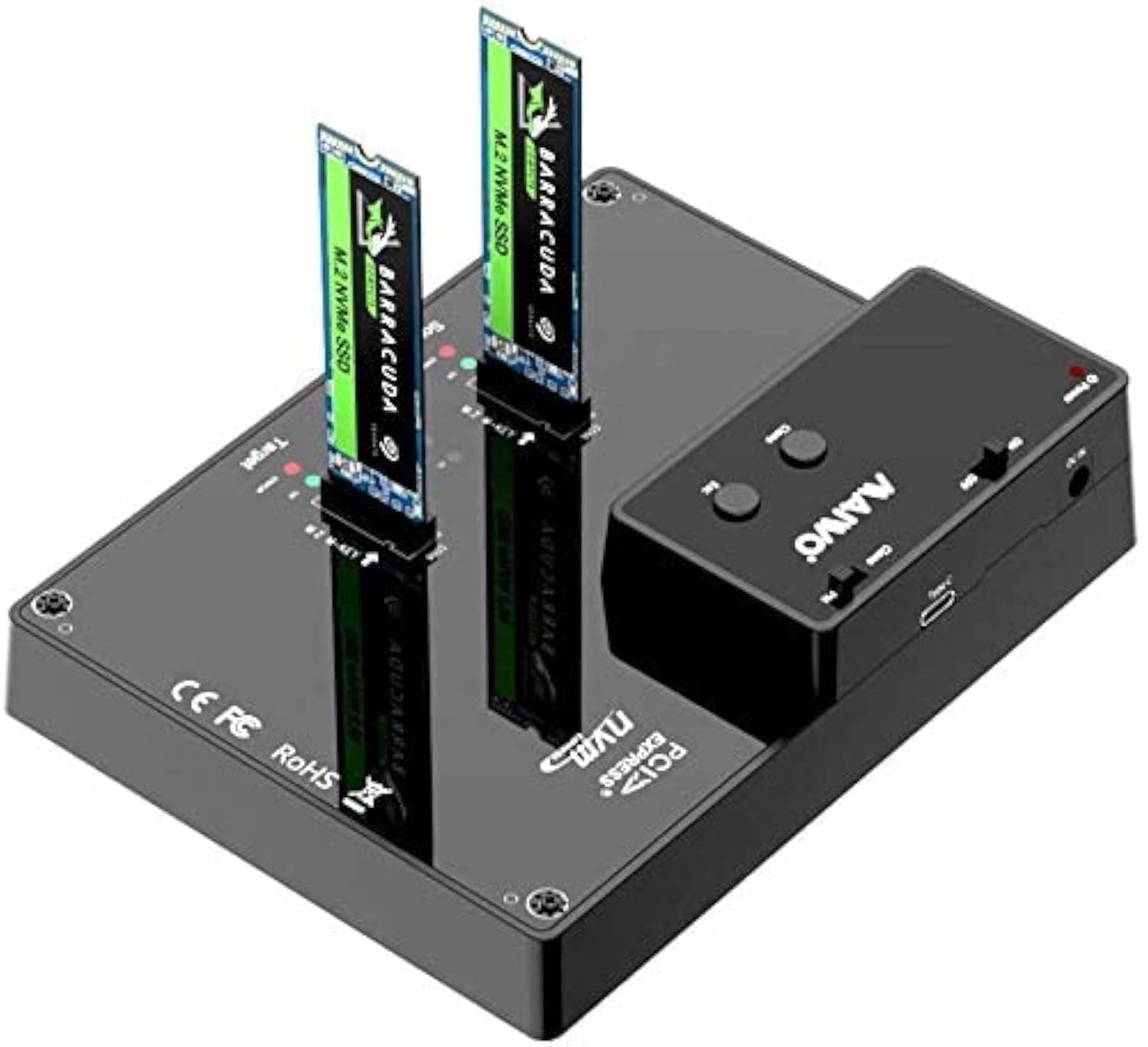 MAIWOK3015P Dual-Bay NVME M.2 SSD Docking Station - Tool-Free Type-C 10Gbps with Offline Clone and System Disk Copy