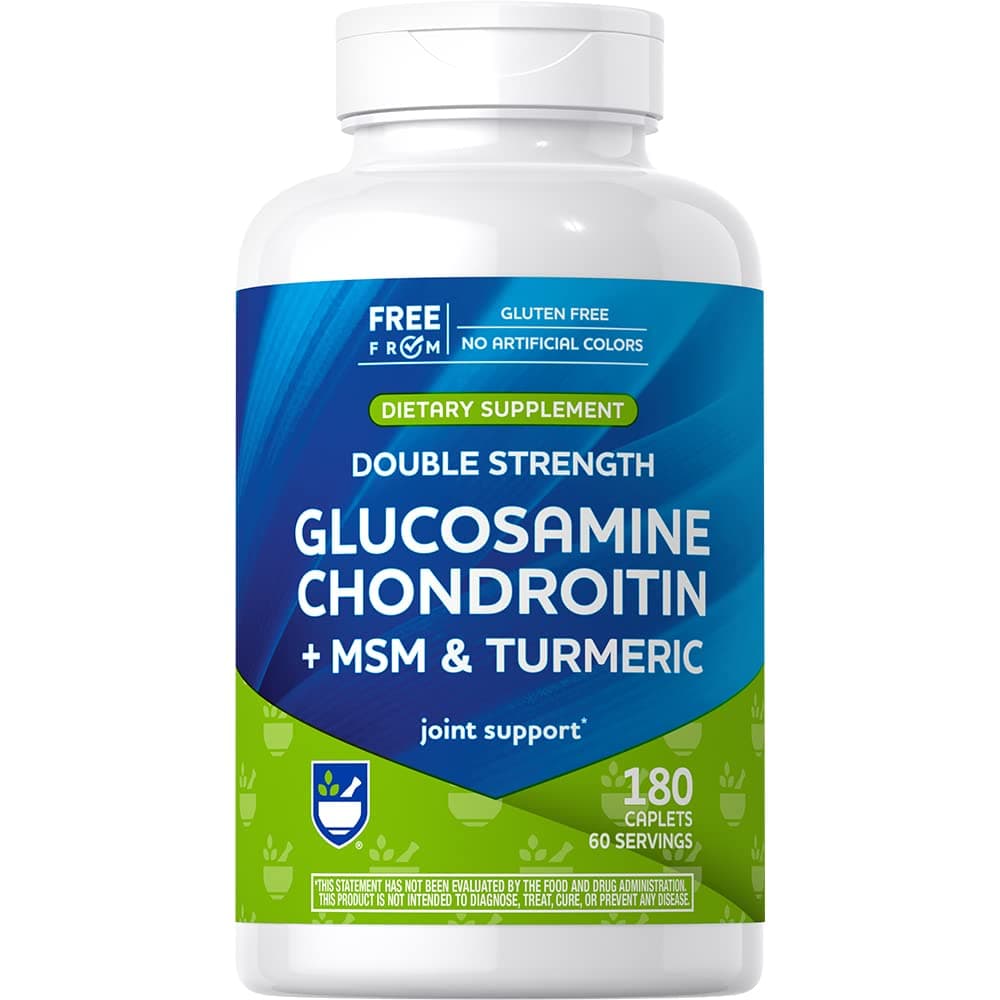 Rite Aid RA DS Glucosamine Chondr + MSM & Turmeric 180 Count, Supports Healthy Cartilage, Protects Joints and Bones, Antioxidant Formula