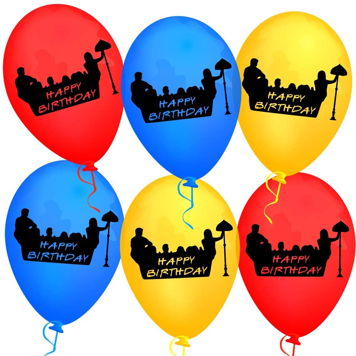 Friends Couch Happy Birthday Latex Party Balloons - 12 inch/25 Pack