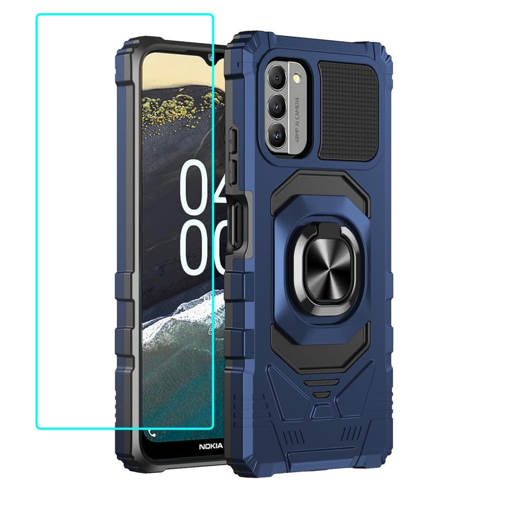 for Nokia G310 Case with 1 Pack Screen Protector,Dual Layer Hybrid Heavy Duty Defender Protection,Sleek Rugged Reinforced Cushion Corner Kickstand Shockproof Bumper Cover for Nokia G310 Blue