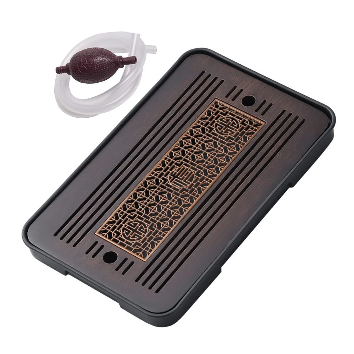 Bamboo Kungfu Tea Set - 14 * 10 inch Serving Tray with Drain & Store Water for Coffee Table & Living Room