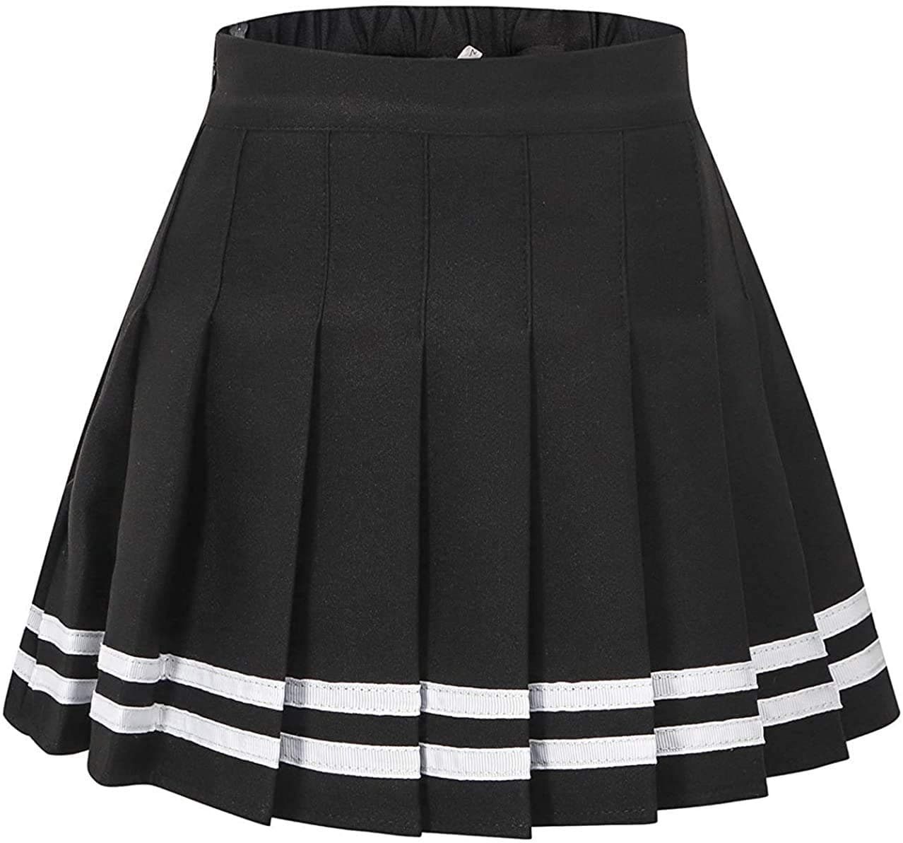 SANGTREEGirl Women Plus Size Pleated Uniform Casual Skater Tennis Skirt with Elastic Waist and Pockets