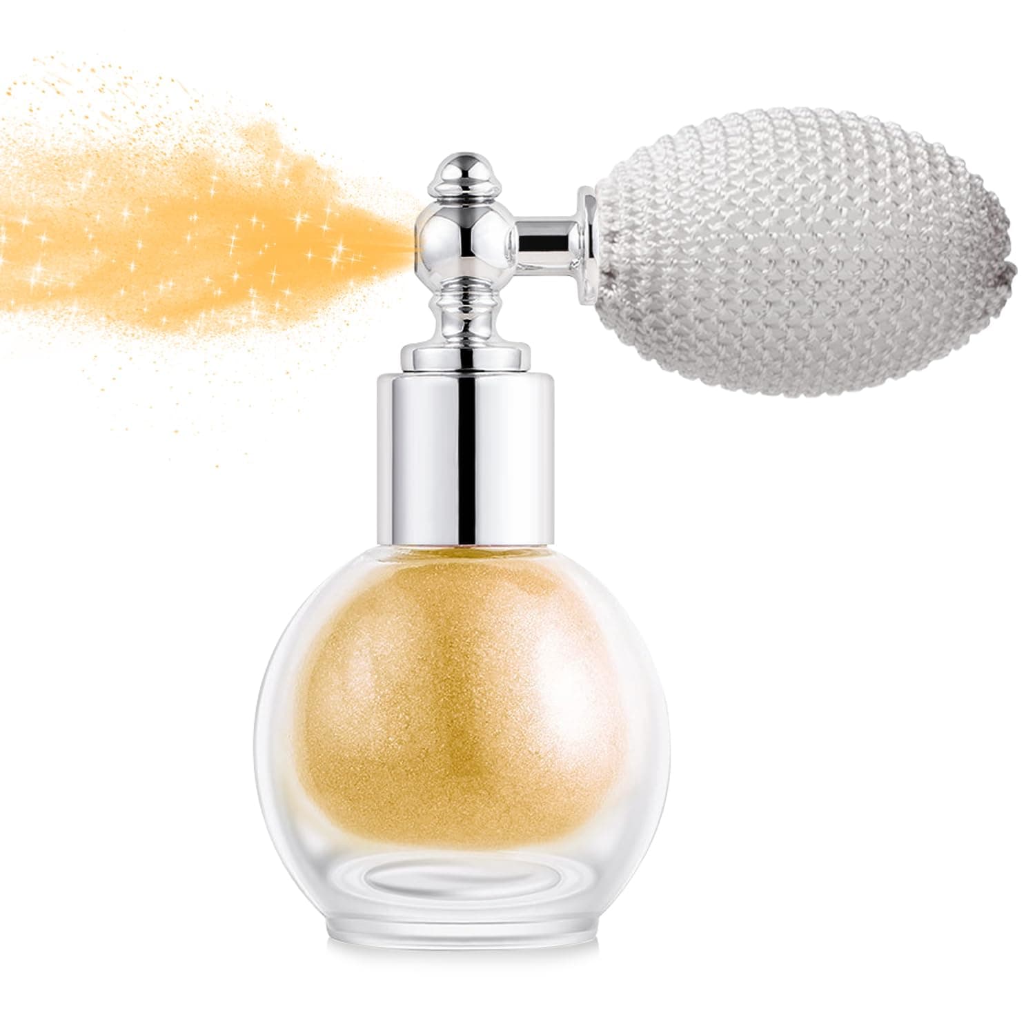 Hair and Body Glitter Spray, Holographic Glitter Highlighter Powder, Face Body Clothes Shiny Glitter, Loose Shimmer Hairspray Festival Rave Prom Accessories (Gold)