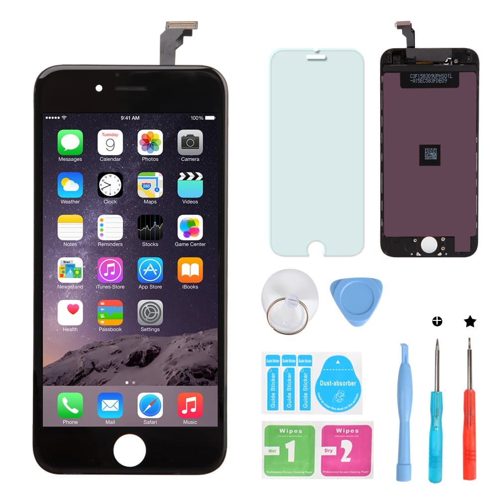 LCD Touch Screen Digitizer Frame Assembly Full Set LCD Touch Screen Replacement for iPhone 6(Black)