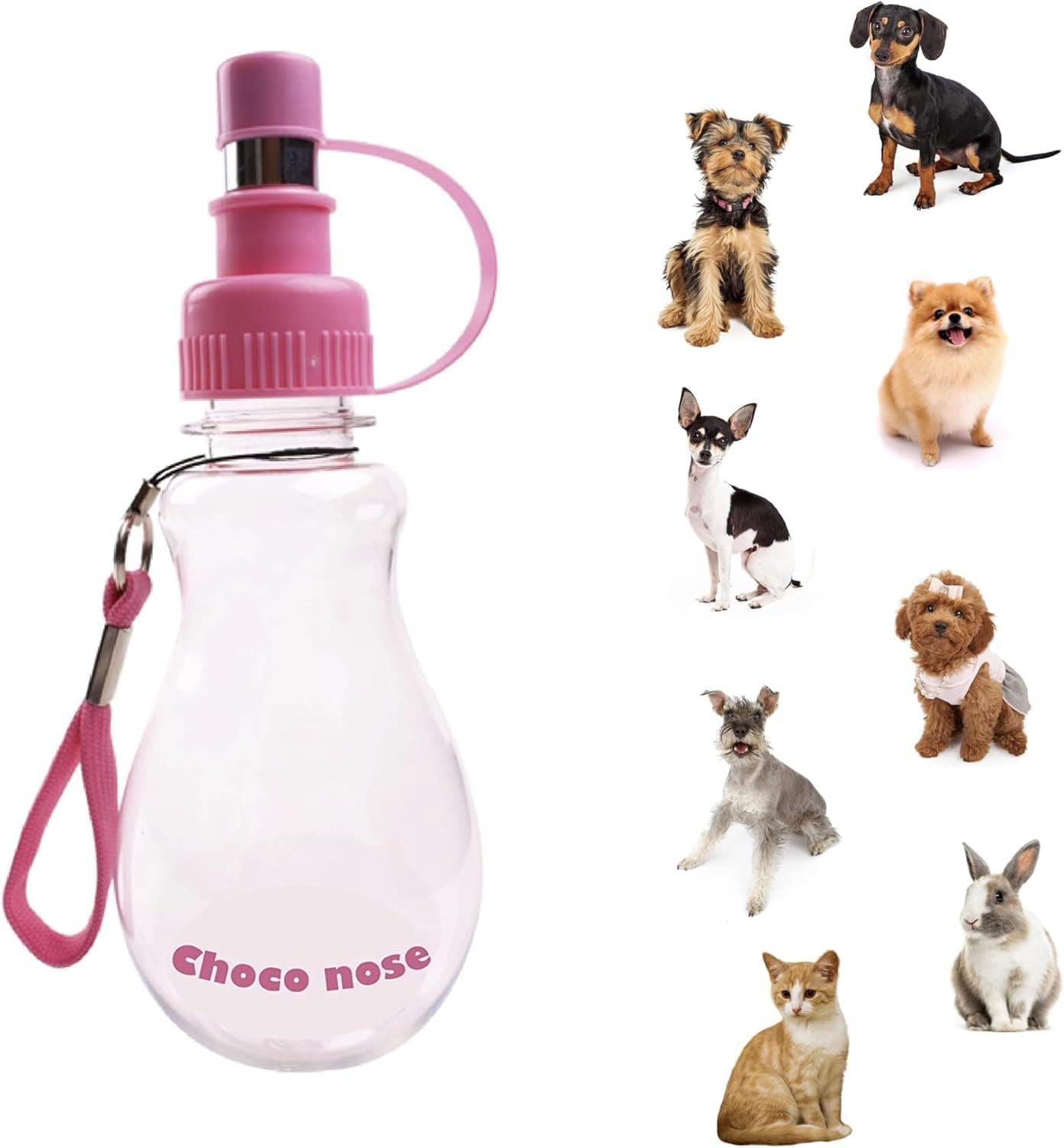 Patented Portable No-Drip Travel Water Bottle/Feeder for Dogs/Puppies/Cats/Rabbits and Other Small Sized Animals -8 oz. Leak-proof Nozzle 16mm, Pink (H258)