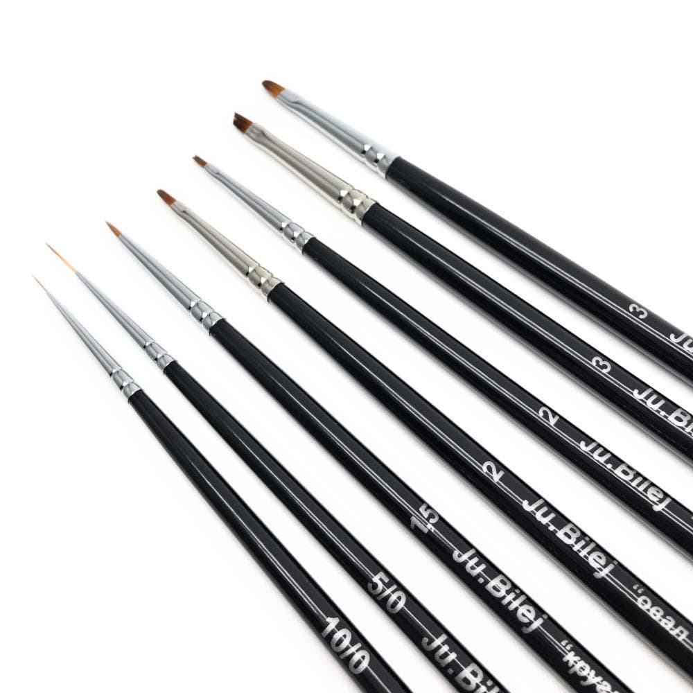 Ju.Bilej 7 pcs nail art brush kit, mixed hair, gel polish
