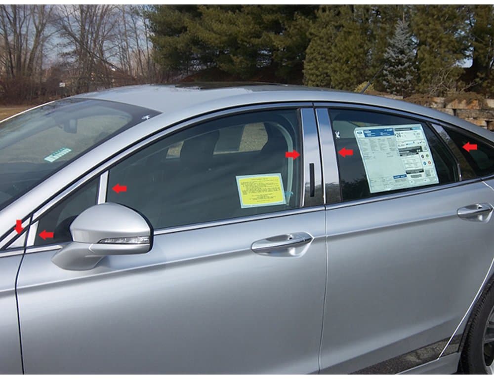 is Compatible with 2013-2020 Ford Fusion 12 Piece Stainless Pillar Post Trim, Includes keyless Entry Touch pad PP53392