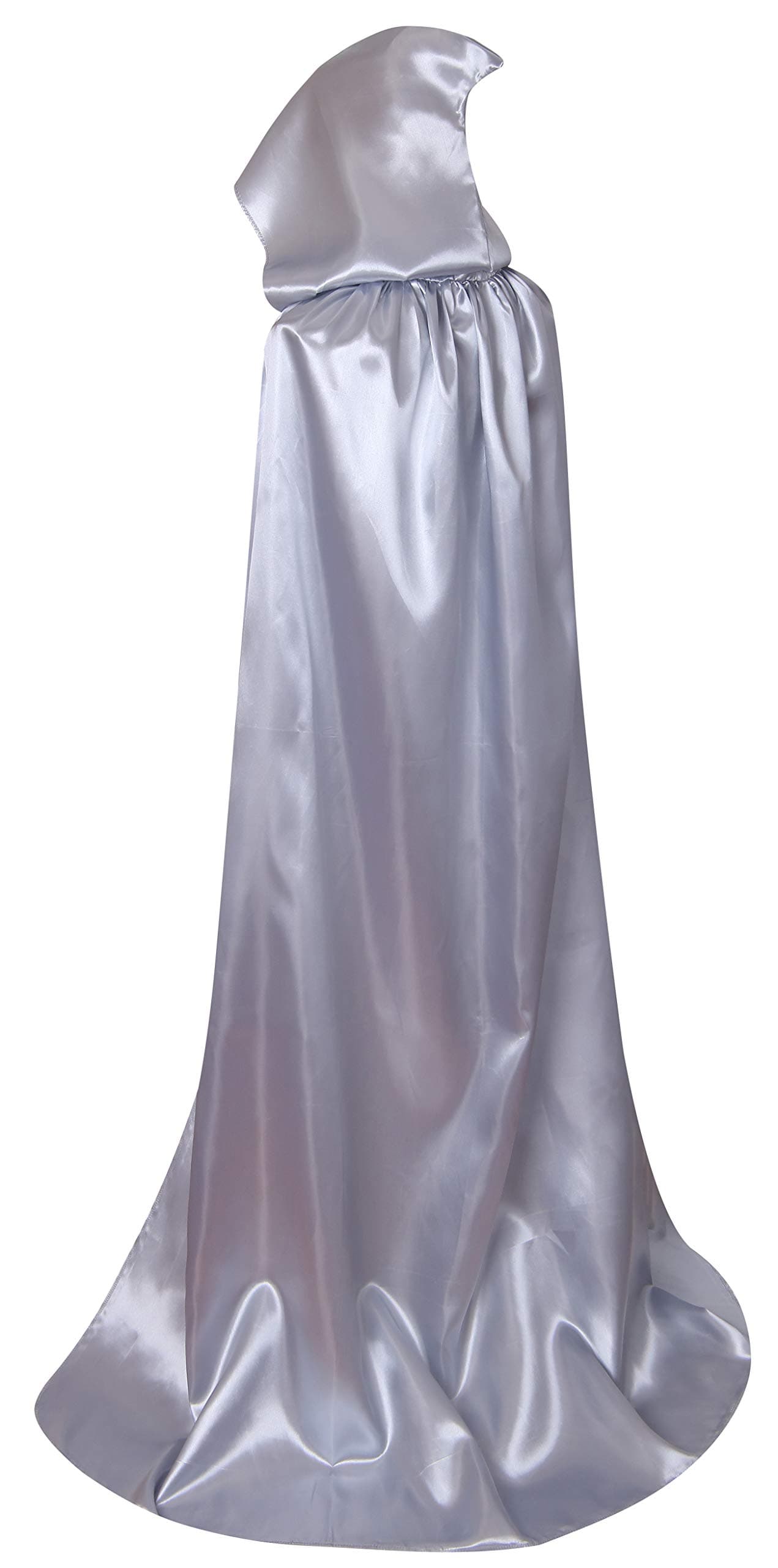 BIGXIANExtra Long Hooded Satin Cloak, Halloween Christmas Fancy Cape
