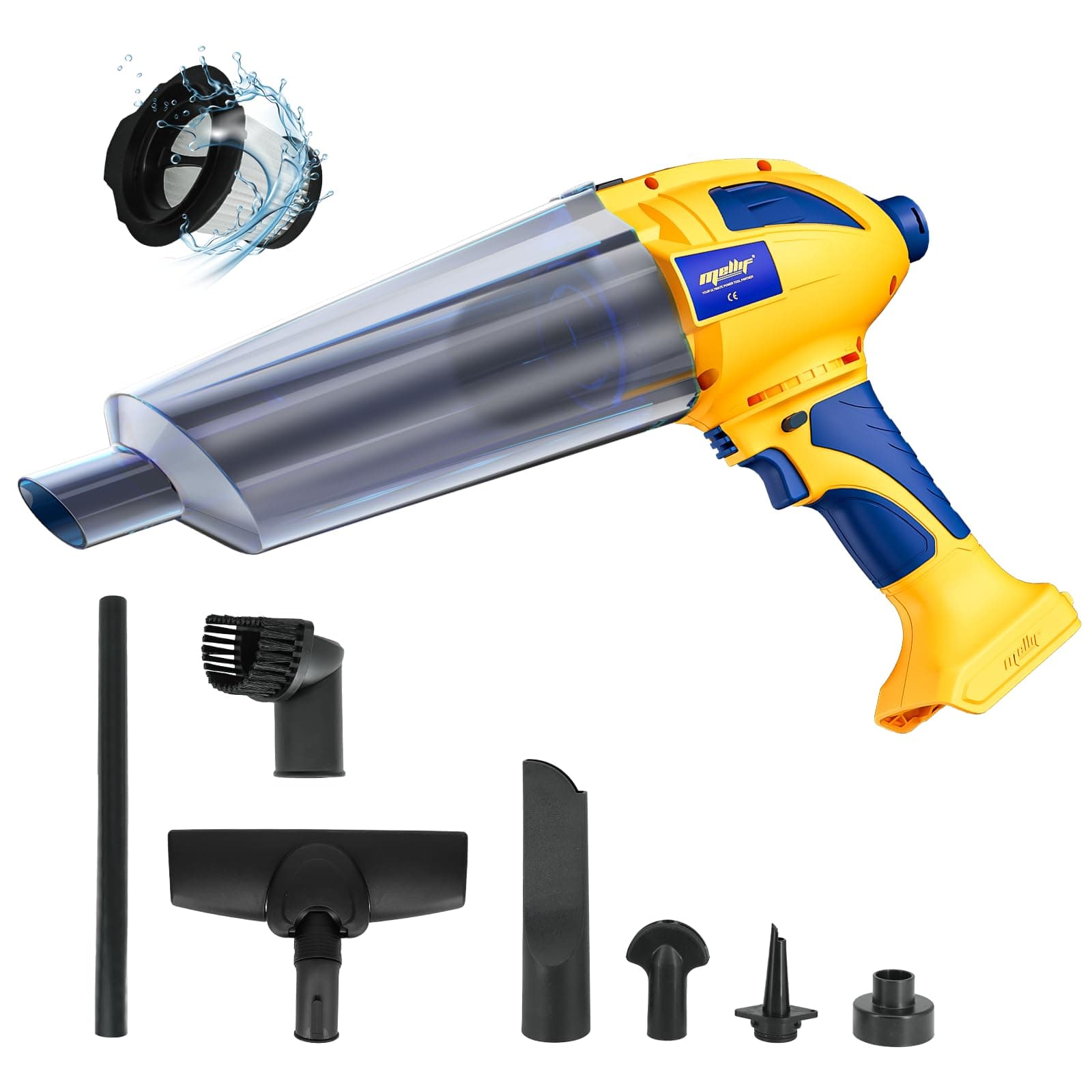 Mellif Cordless Vacuum Cleaner Compatible with 20v Battery(No Battery), Brushless Handheld Stick Vacuum Air Pump Blower, 26KPA High Suction Portable Vacuum for Car, Cartpet, Home