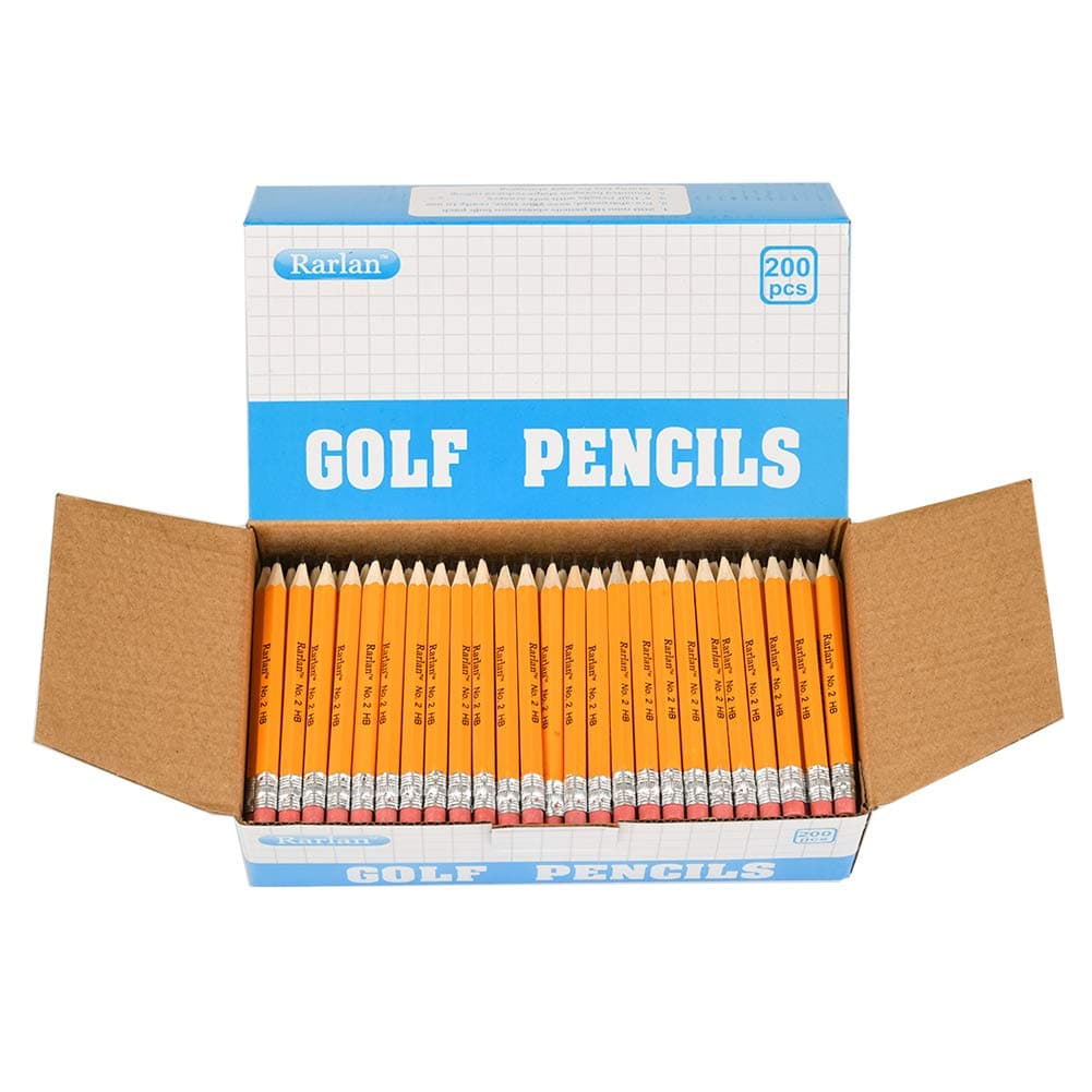 Golf Pencils with Erasers, 2 HB, Pre-Sharpened, 200 Count Classpack