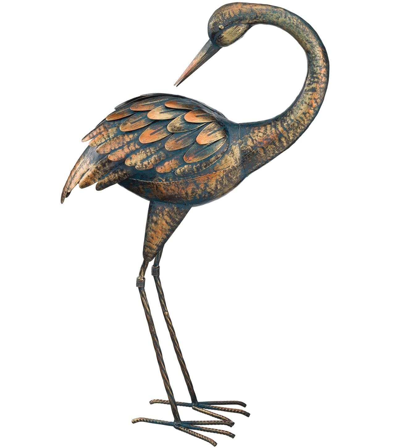 Regal Art & Gift Creekwood (64 cm High Powder Coated Metal Bird Statue/Ornament with Ground Stake (PATINA CRANE PREENING)