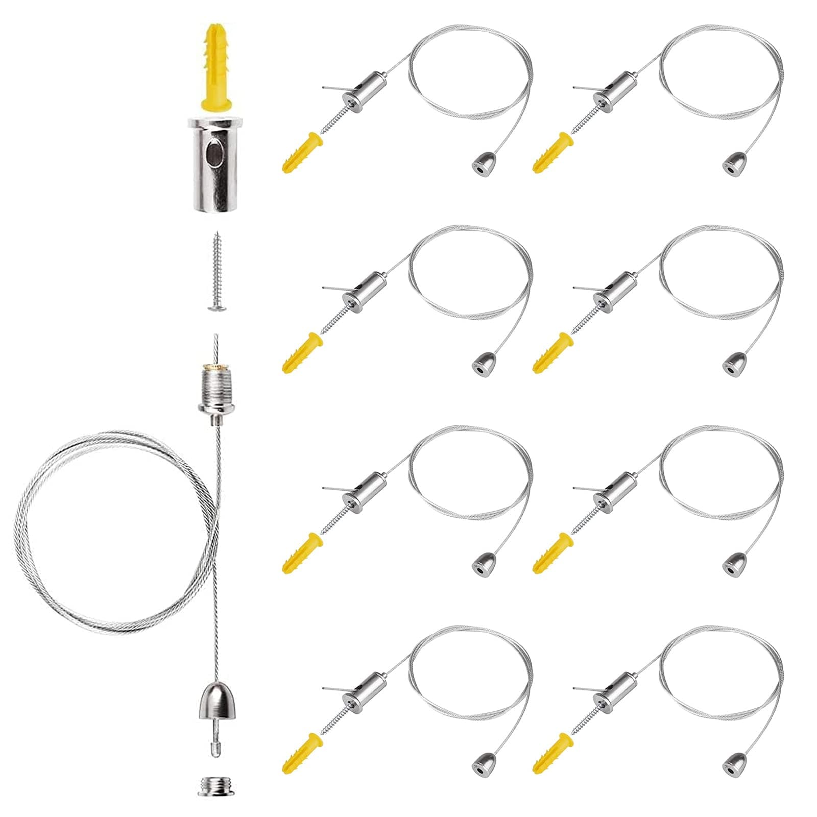 Suspension Cables Kit, 8 Pieces Ceiling Light Pendant Braided Flex Lamp Holder for LED Panel Light Aquarium Lights Pendant Linear Lighting Lights (1M)