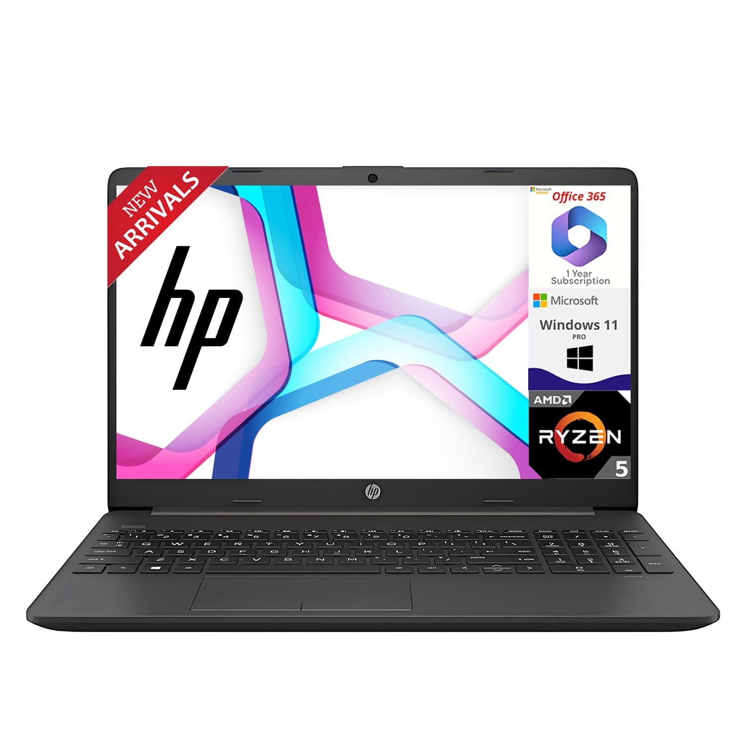 HP 2025 15.6" Business Laptop with Microsoft Office 365, AMD Ryzen 5 5500U Processor (Outperforms i7-1165G7), 16GB RAM, 1TB SSD, Ultra Quiet, Long Battery Life, Windows 11 Pro, WOWPC USB