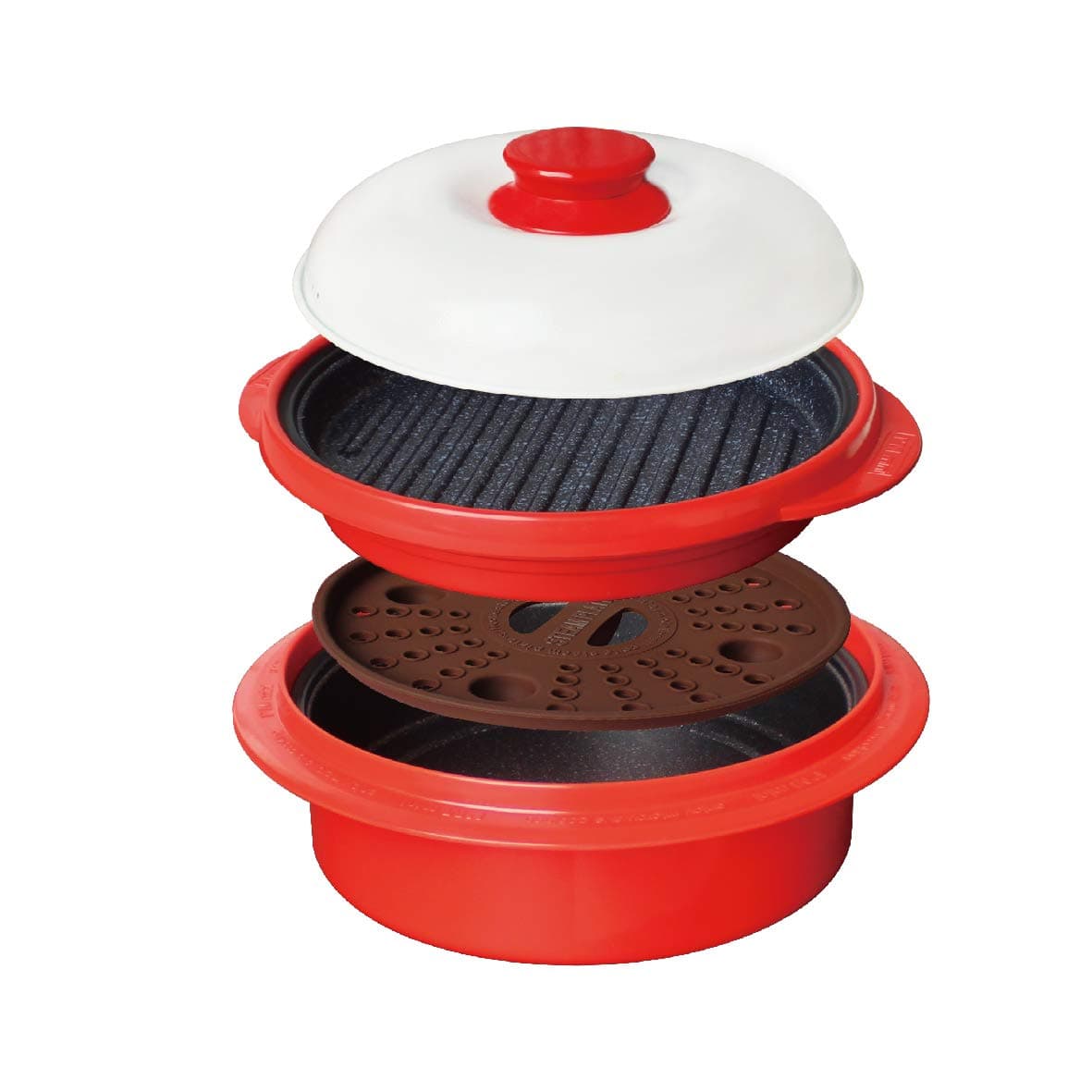 Range Mate Nonstick Microwave 4-in-1 Grill Pan Multi Cooker (Grill, Steam, Poach, Bake)