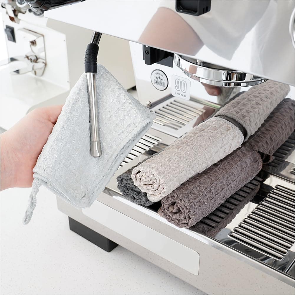 watchget Barista Micro Cloth 4 Pack - Microfiber Barista Cleaning Towels Coffee Cleaning Accessories for Espresso Machine, Steam Wand, Countertop(12"x12")