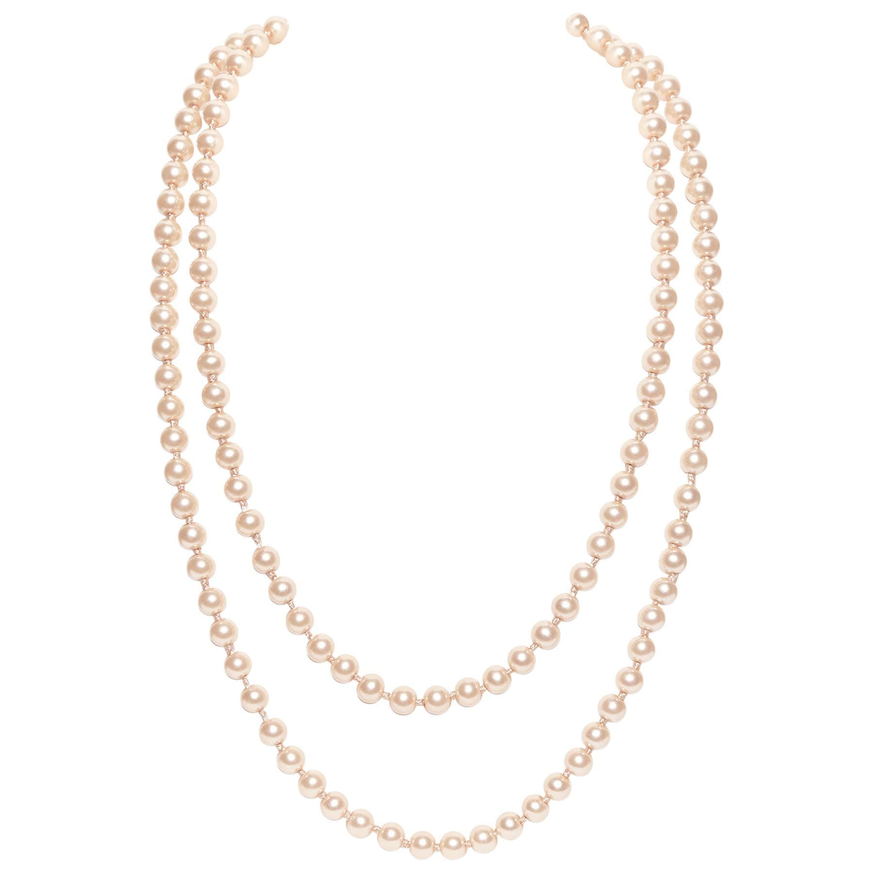 Gatsby Long Knot Pearl Necklace 1920s Flapper Imitation Pearls Necklace