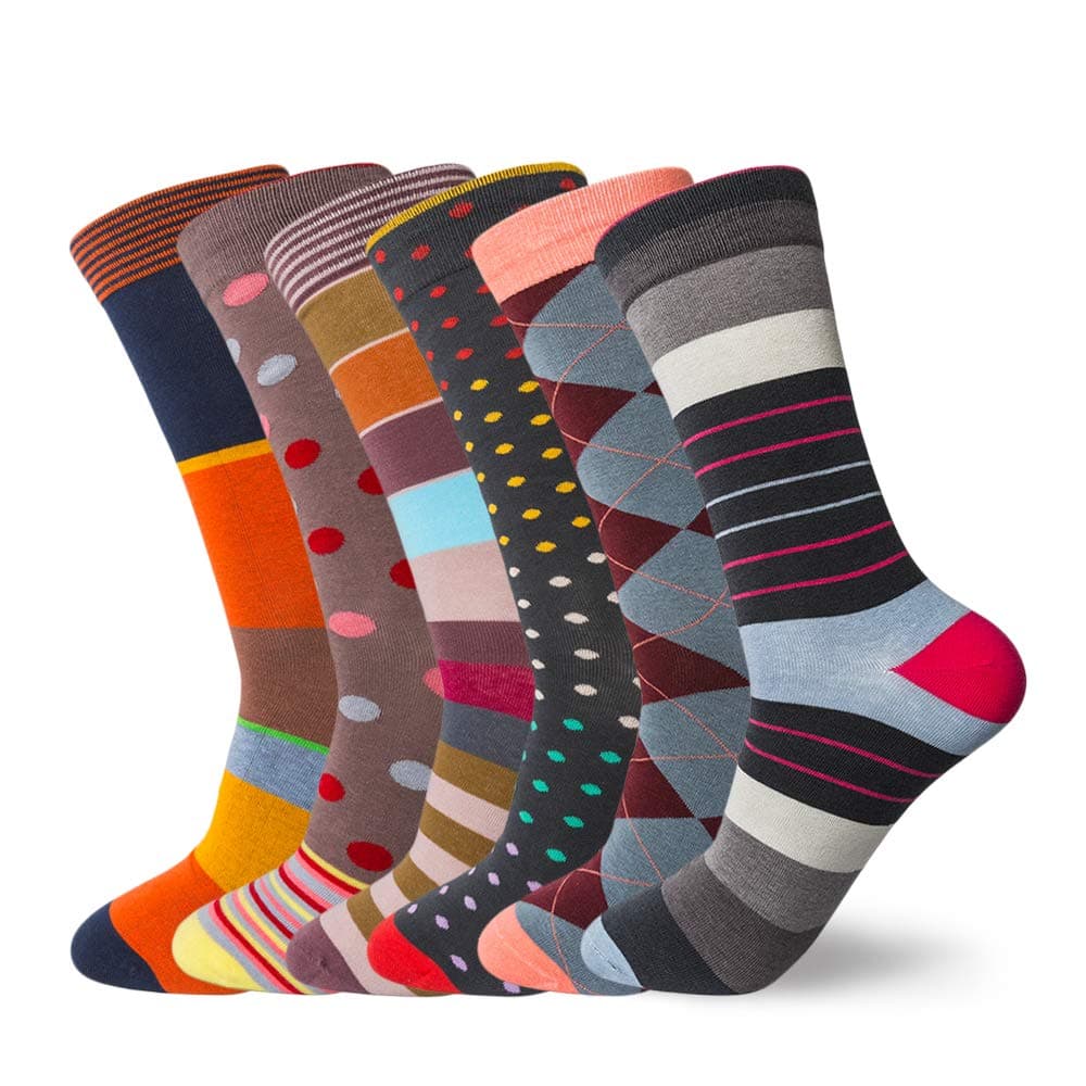 Dress Socks 5/6/10 Pairs Crew Argyle Colorful Cotton Novelty Casual Happy Fun