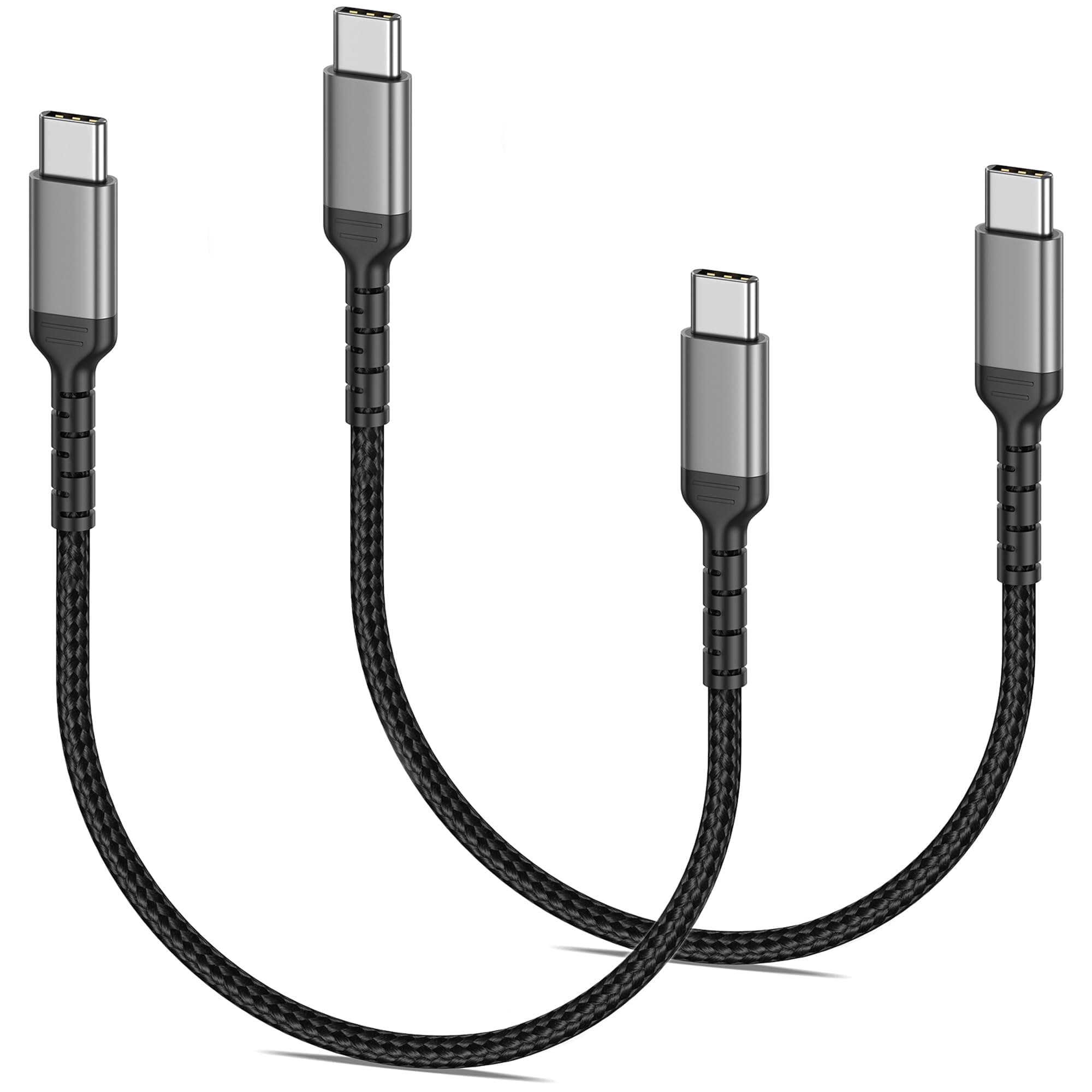 1.5ft USB C Charging Cable, 2 Pack Braided USB C to USB C Cable 60W/3A CarPlay USBC Cord Compatible with iPhone 15 Samsung Galaxy S23 Ultra Google Pixel, Short USB C to C Cable for Car