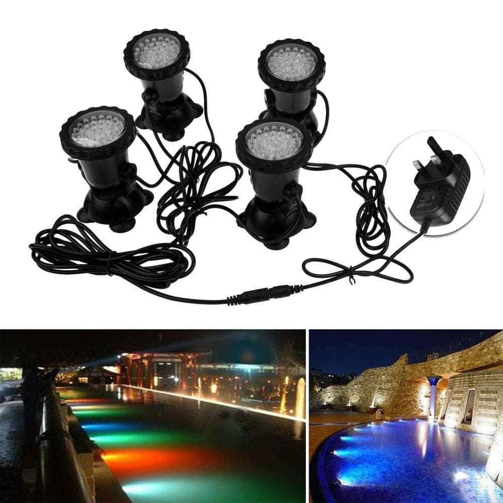 A0ZBZ 12W Underwater Aquarium Lights 36 LEDs Submersible Underwater Spotlight IP68 Waterproof RGB Lighting for Fish Ponds Aquarium Garden