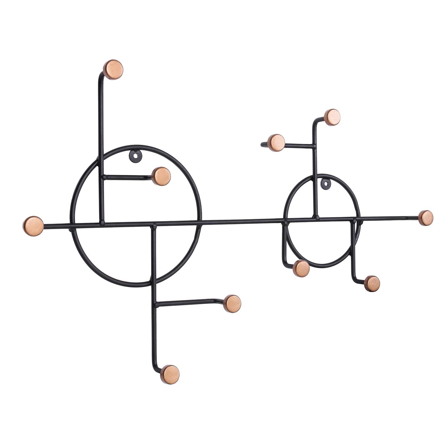 Coat Hooks, Nugorise Wall Mounted Metal Wall Hanger Organizer, Decorative Vintage Hanging Storage Rack for Coat, Hat, Towel, Necklace and Key, Black