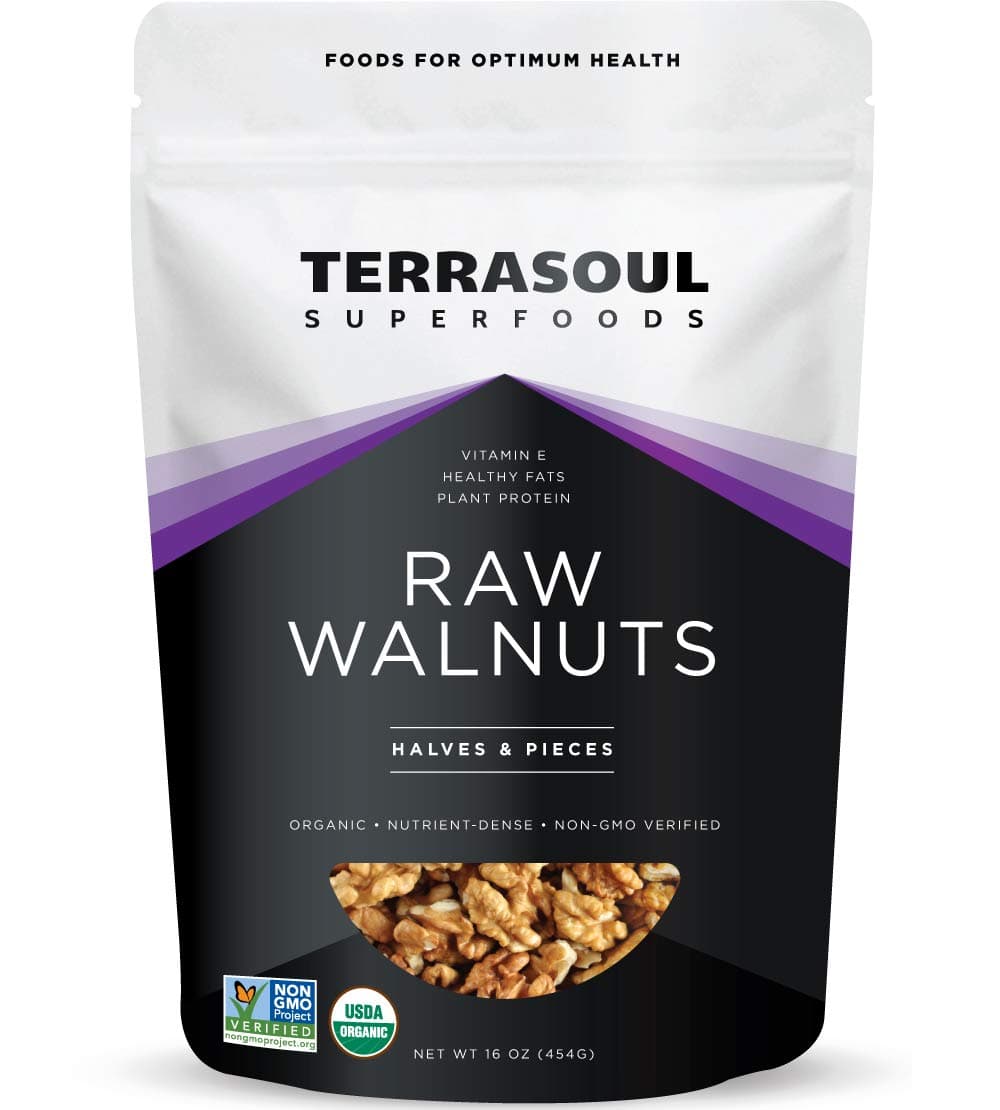 Raw Organic Walnuts, 16 Oz - Chandler Variety | Fresh | Light Color